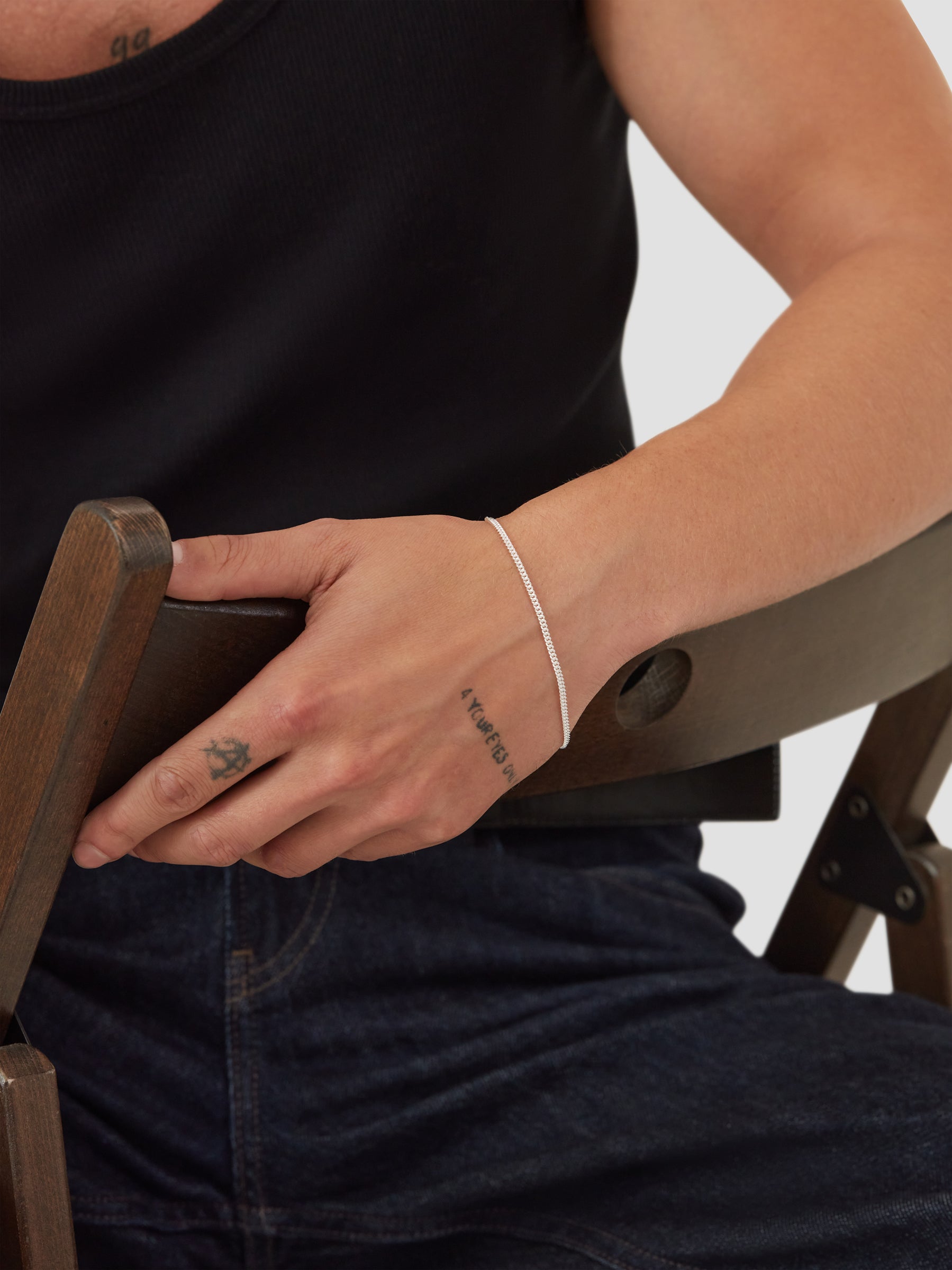 Silver Round Curb Bracelet S
