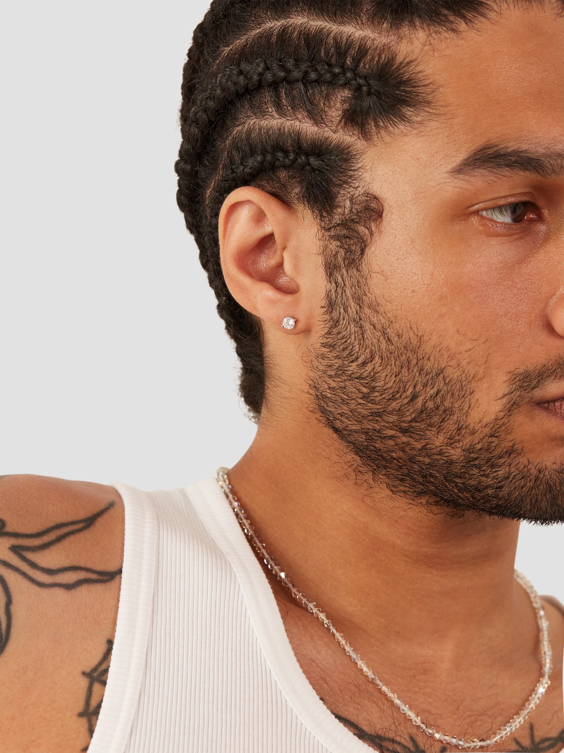 White Round Earring S