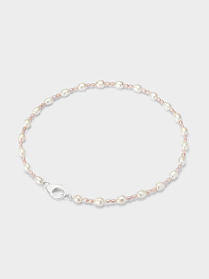 Pink & White Oval Pearl Chain