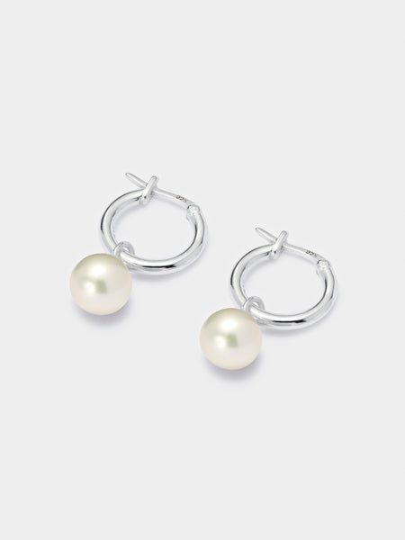 White Pearl Hoop Earrings | Men's Designer Jewellery – Hatton Labs