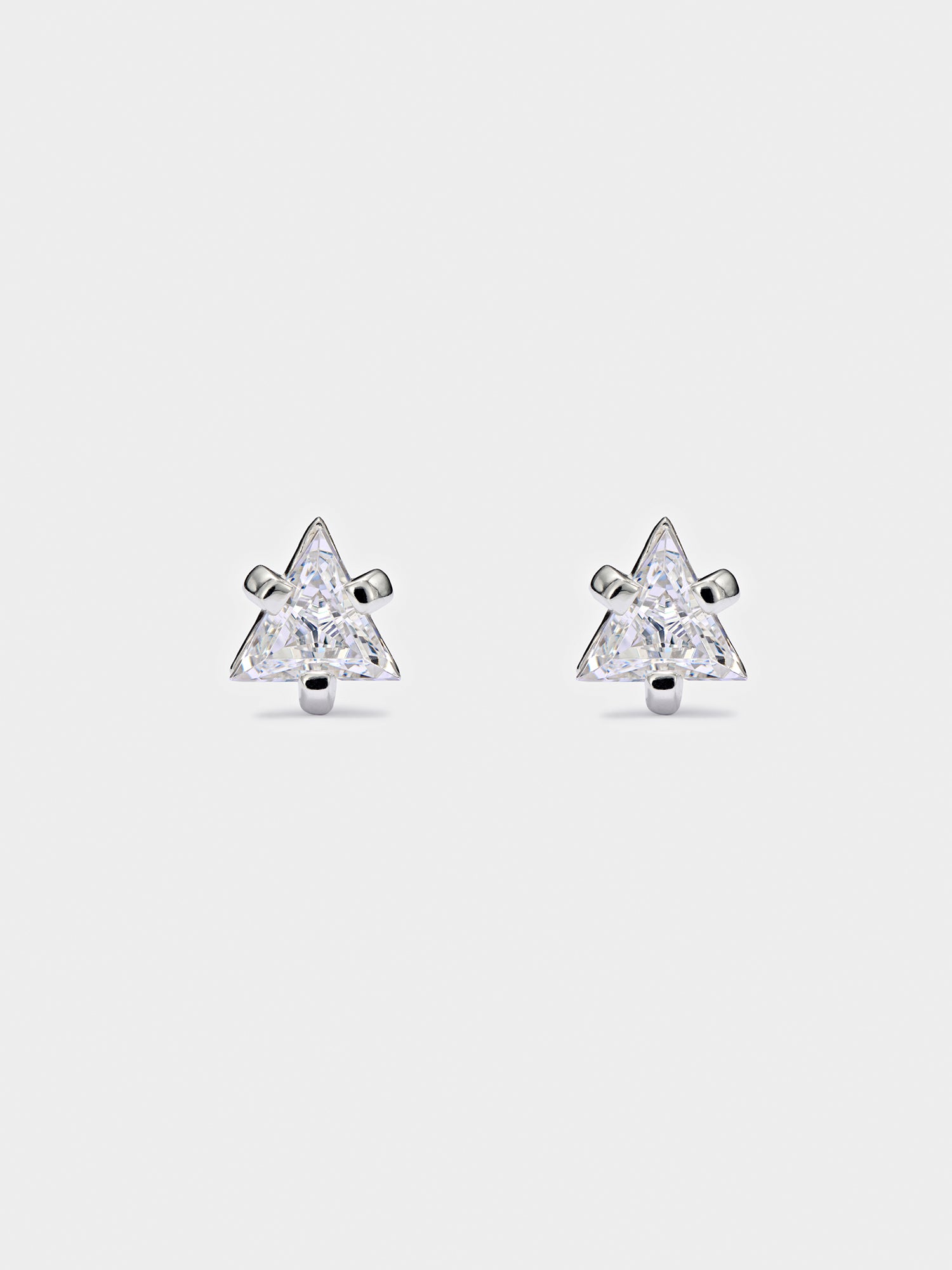 White Triangle Earrings