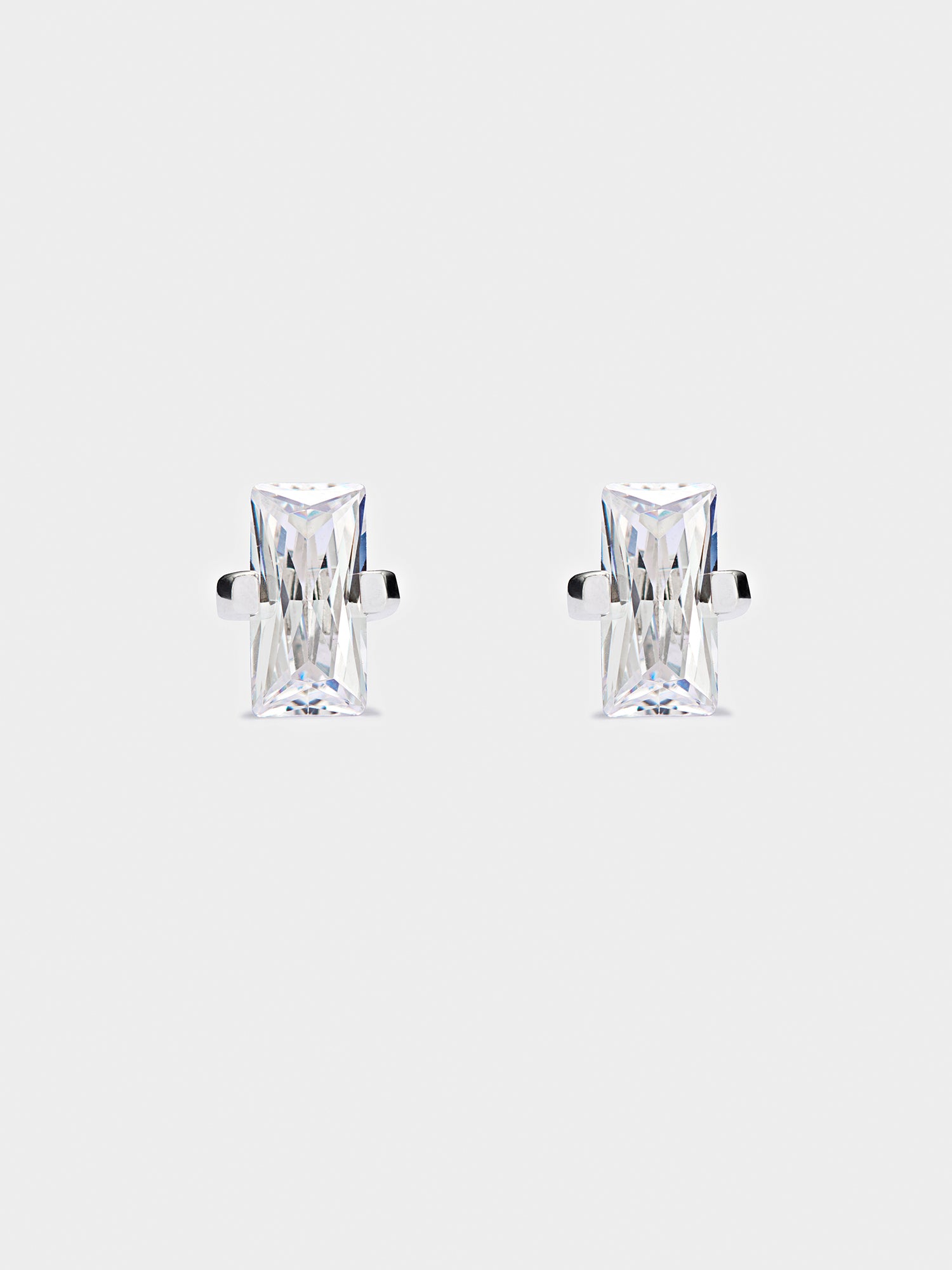 White Rectangle Stud Earrings