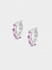 AW23 Pink Mini Emerald Cut Eternity Hoop Earrings