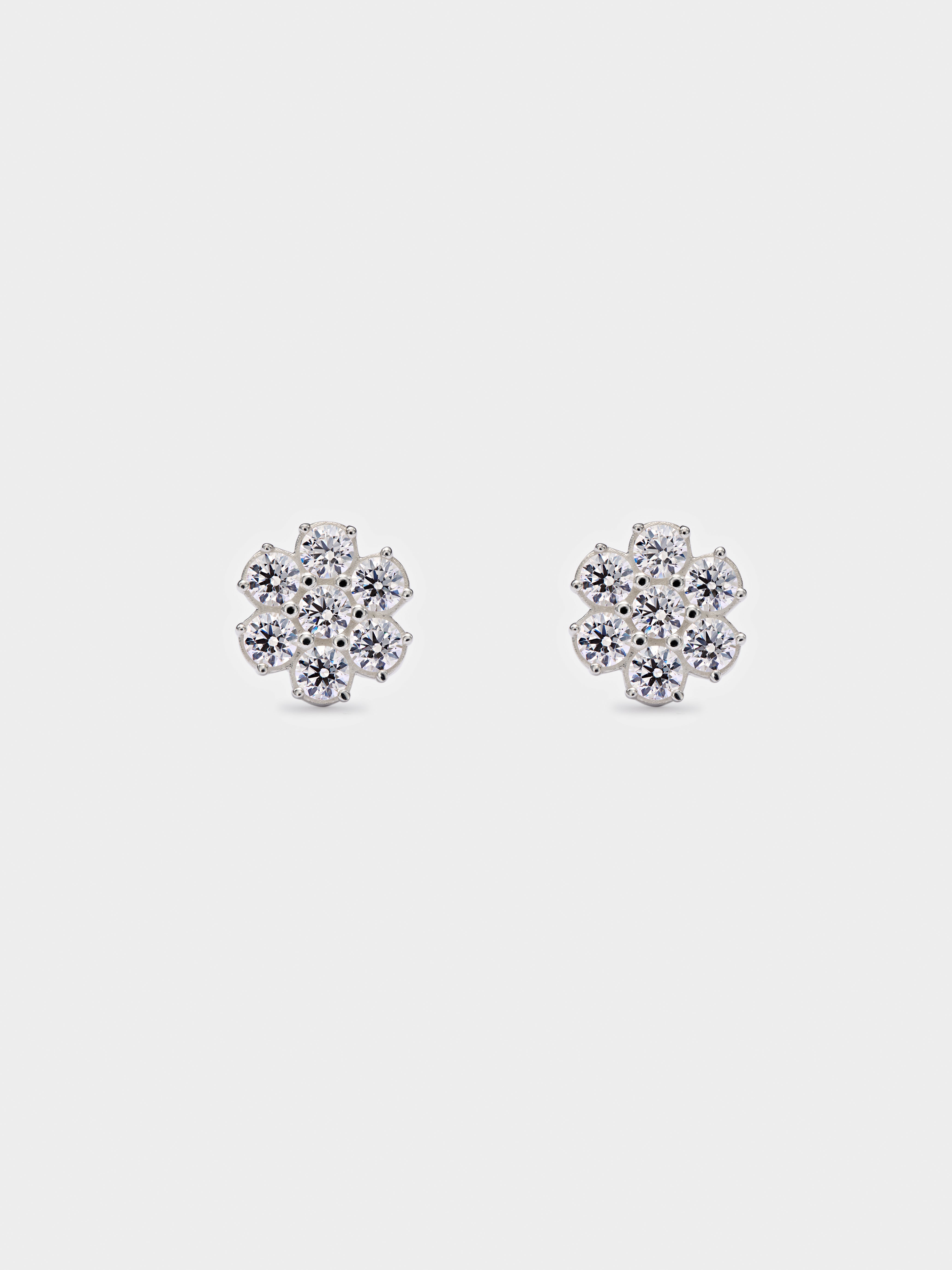 White Daisy Stud Earrings