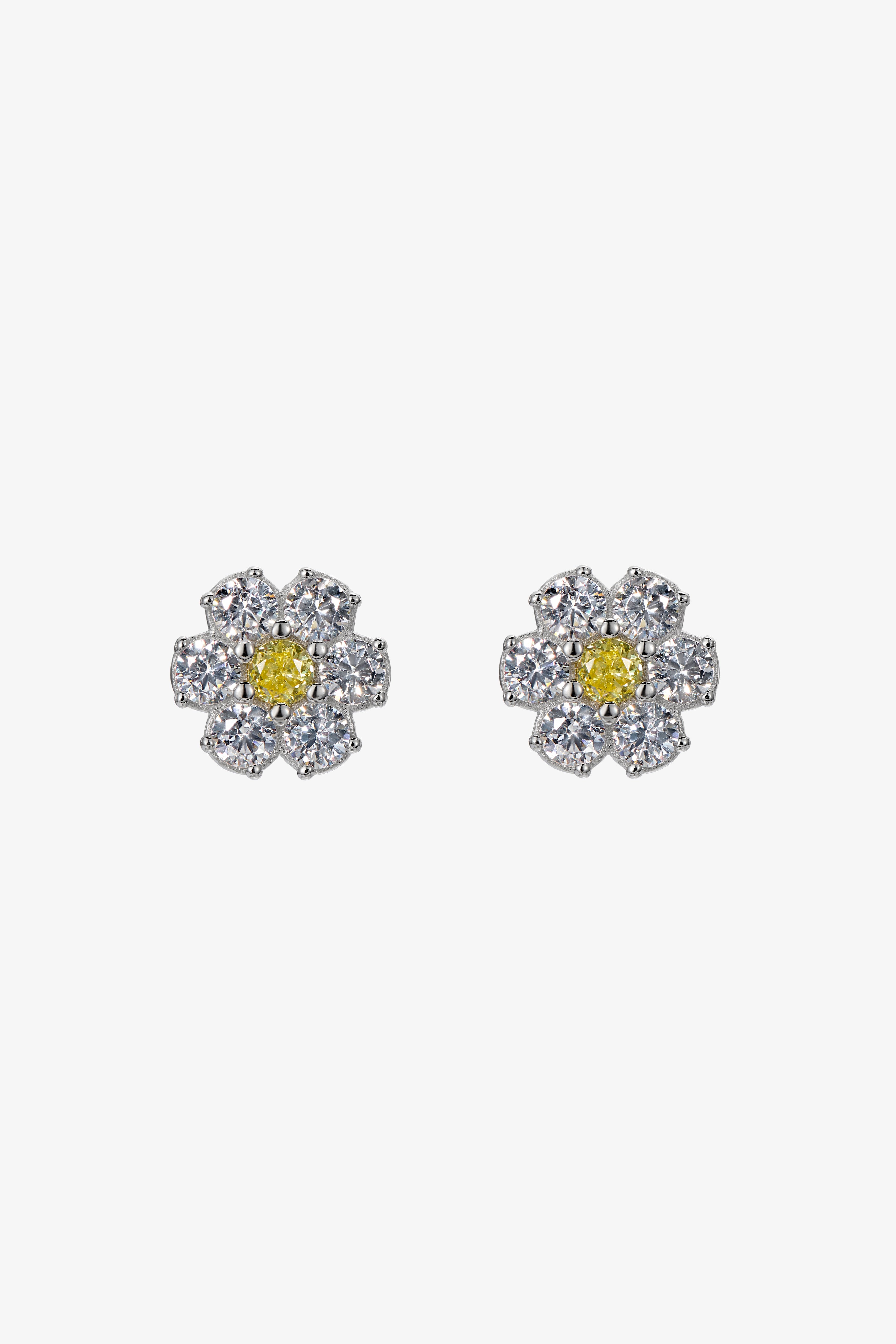 White and Yellow Daisy Stud Earrings