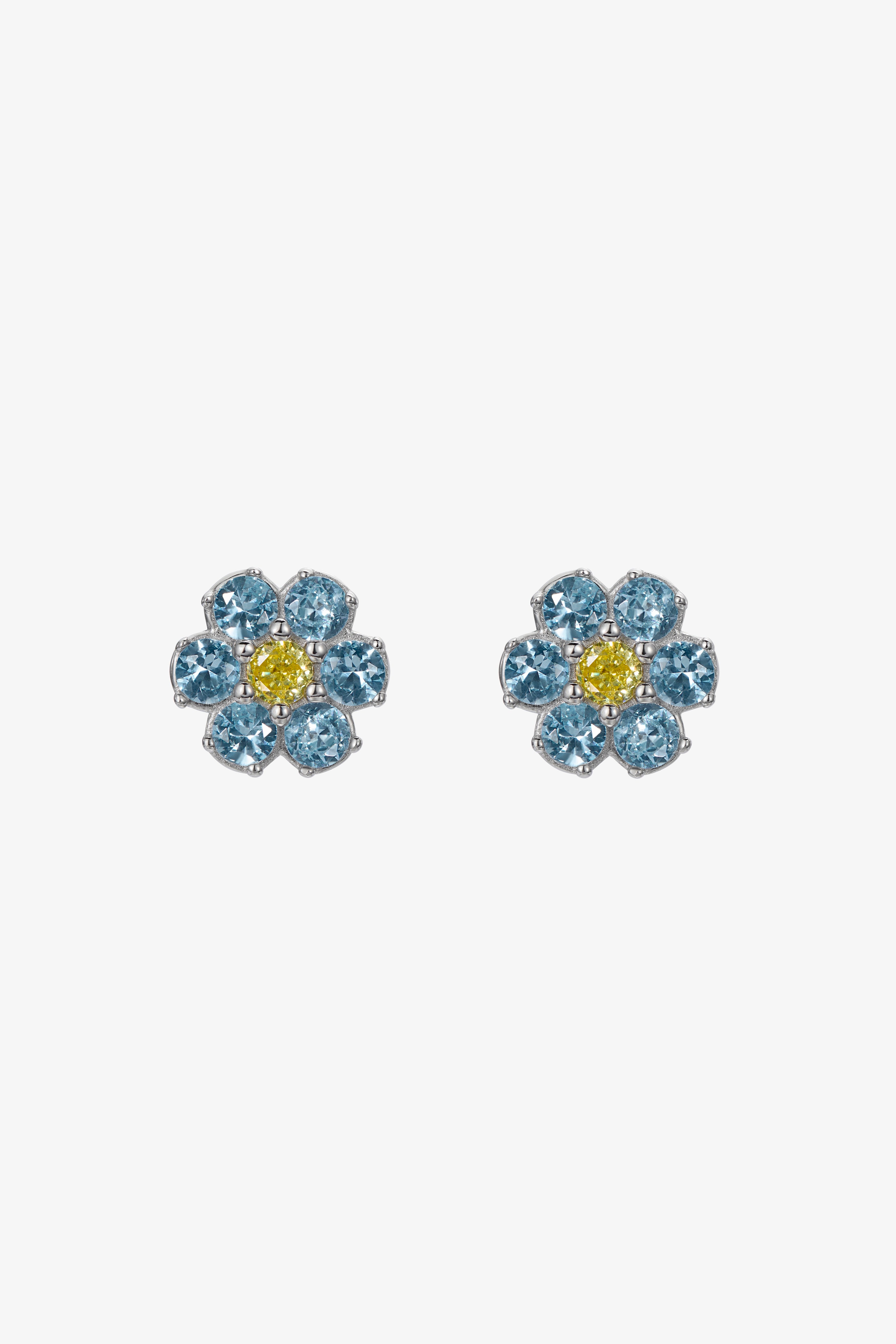 Blue and Yellow Daisy Stud Earrings