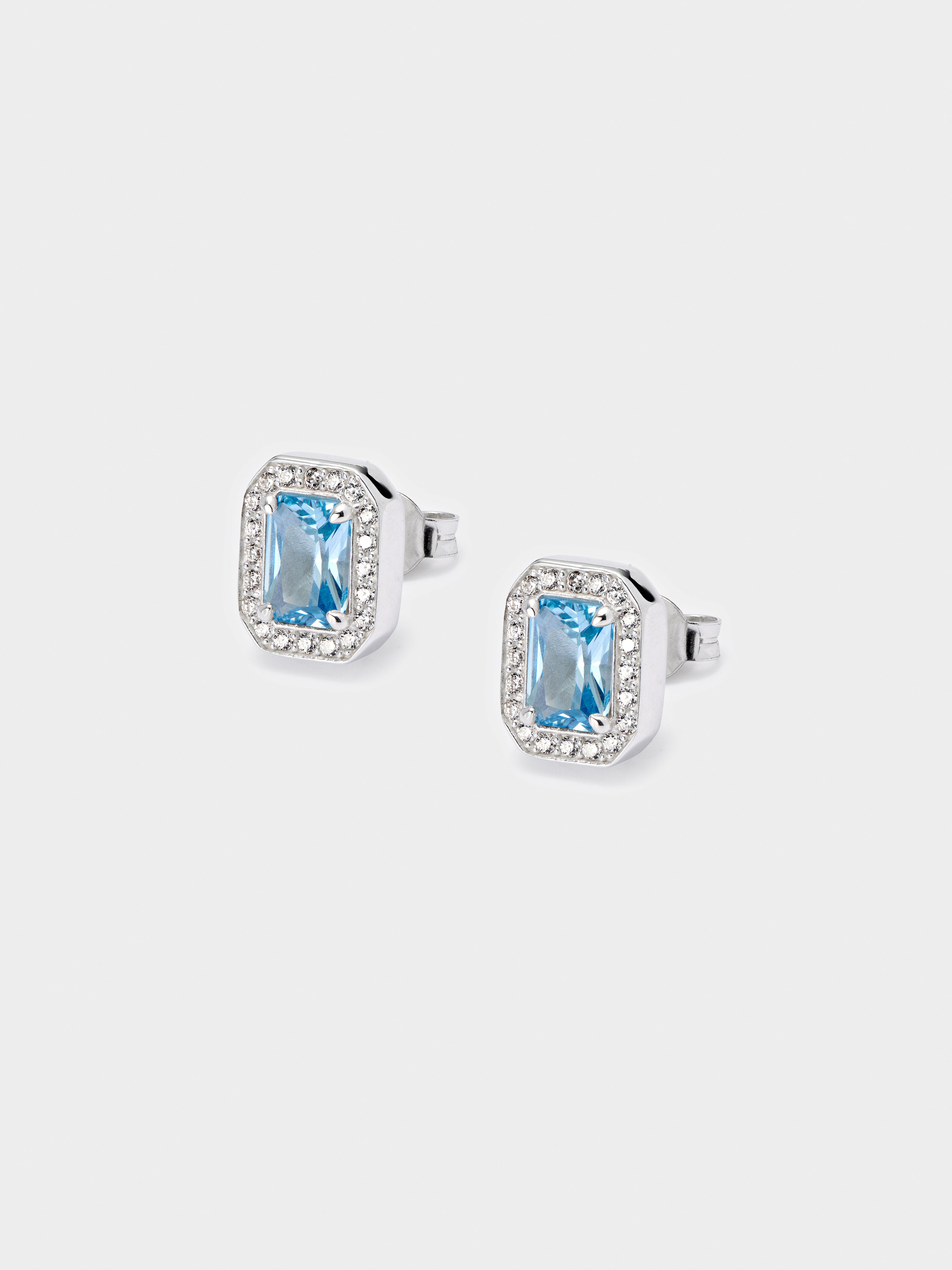Aqua Crown Stud Earrings