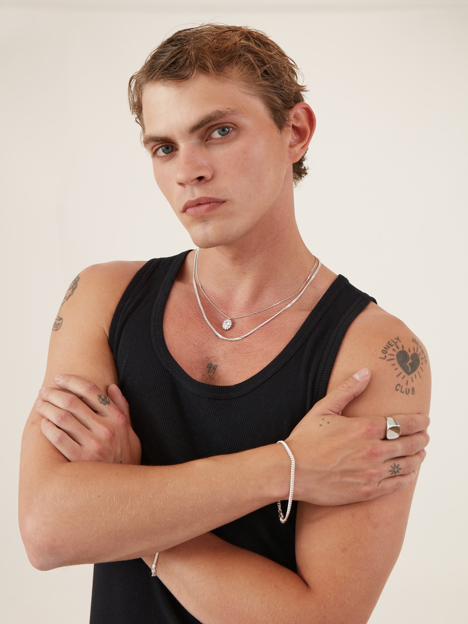 Silver Round Curb Bracelet M