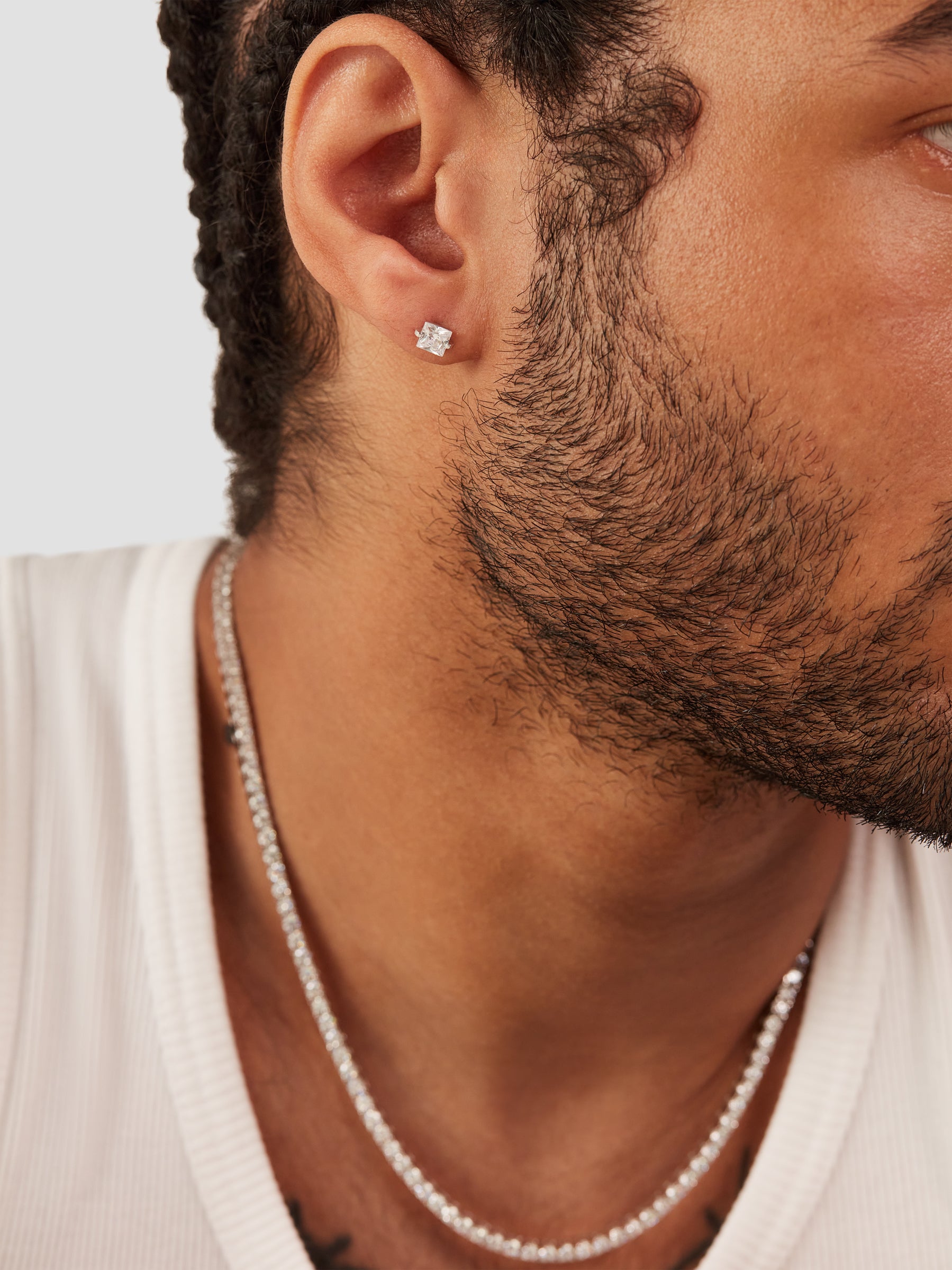 White Square Earrings S