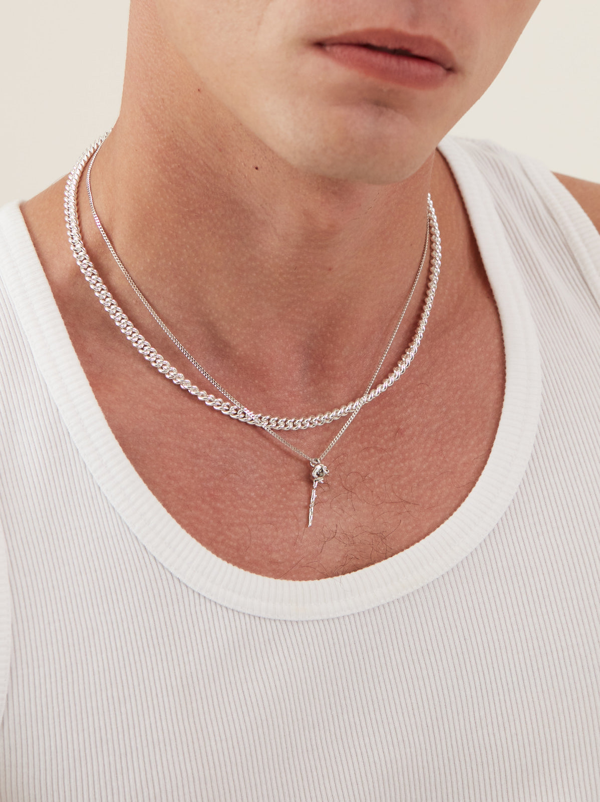 Silver Round Curb Chain L