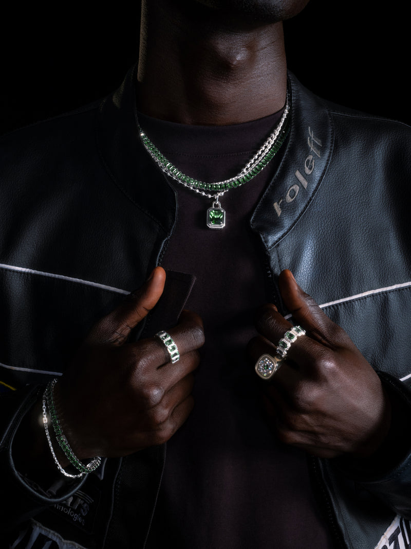 AW23 Green Emerald Cut Tennis Bracelet