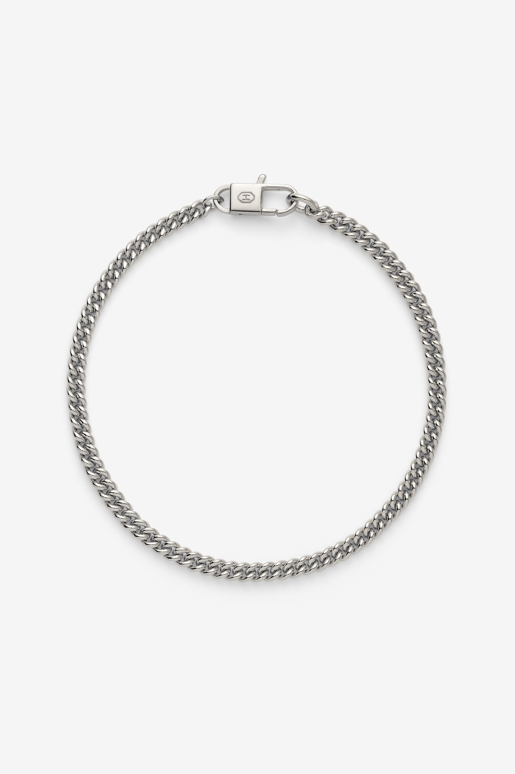 Silver Round Curb Bracelet M