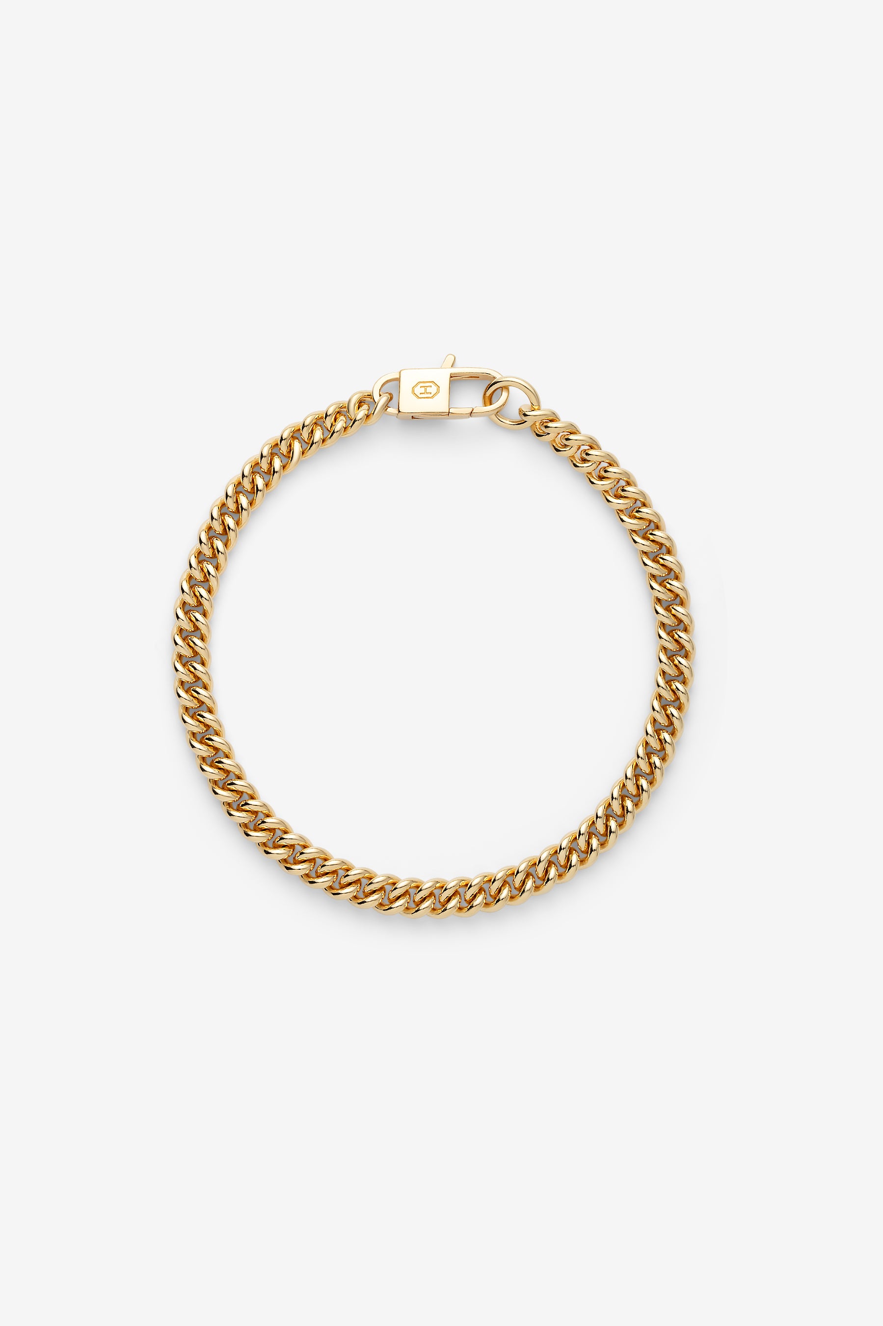 Gold Round Curb Bracelet L