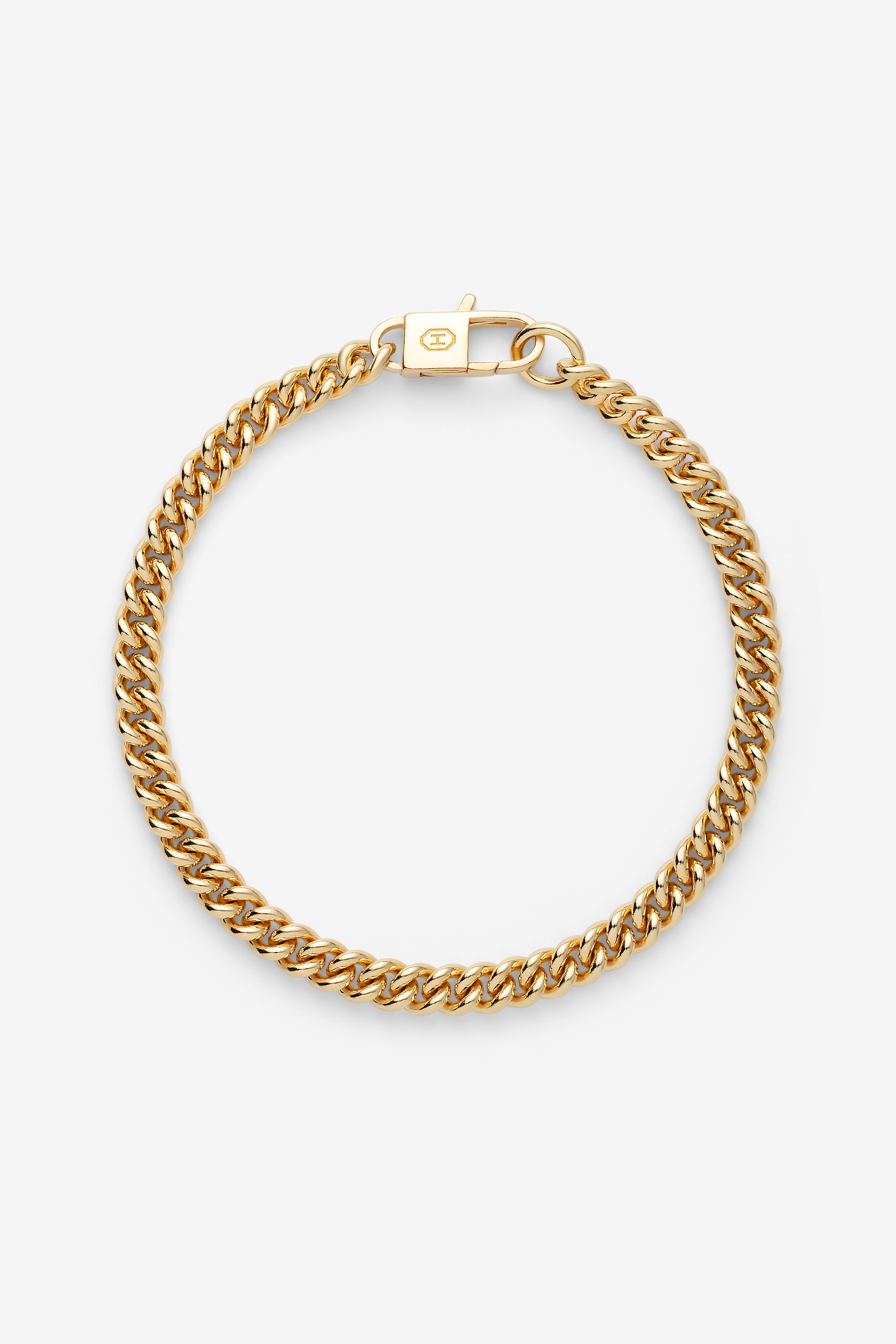 Gold Round Curb Bracelet L