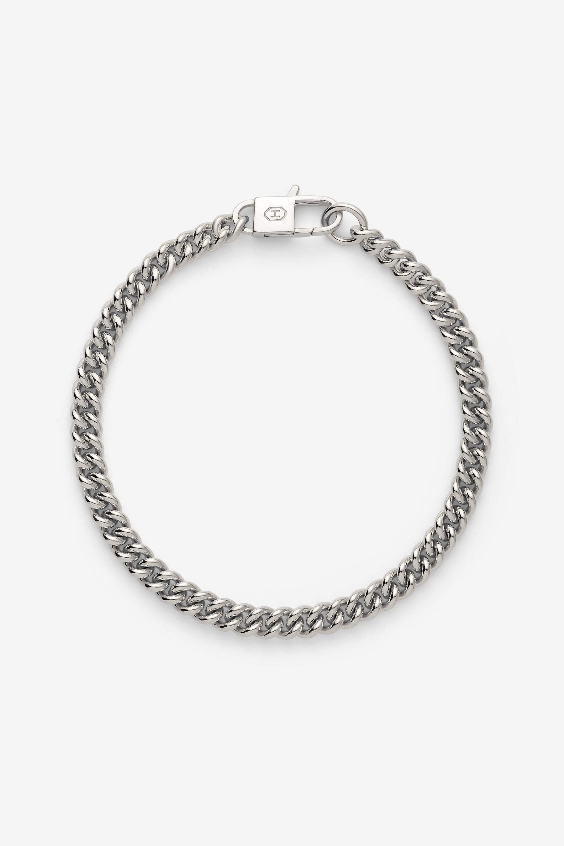 Silver Round Curb Bracelet L