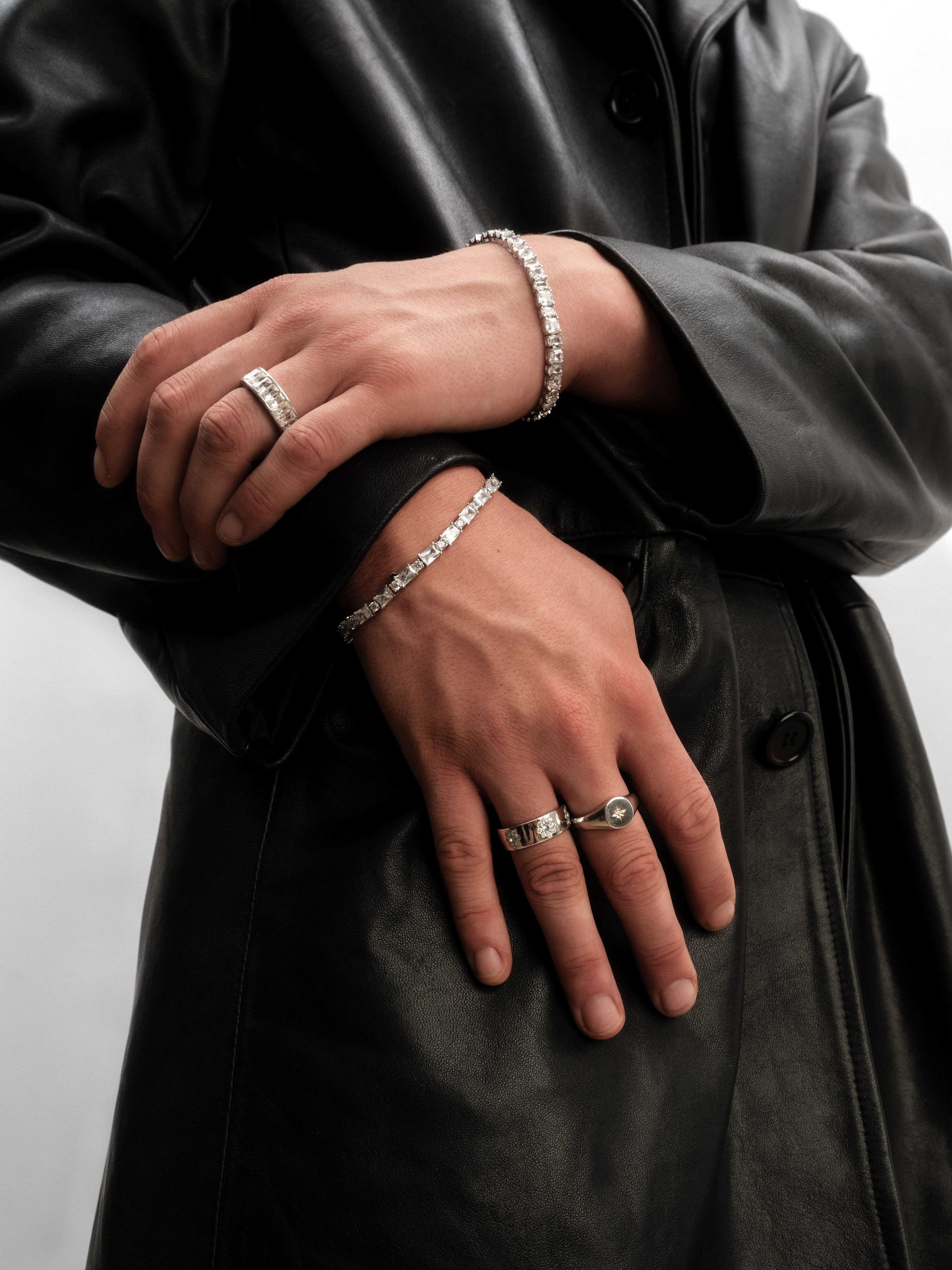 White Puzzle Tennis Bracelet