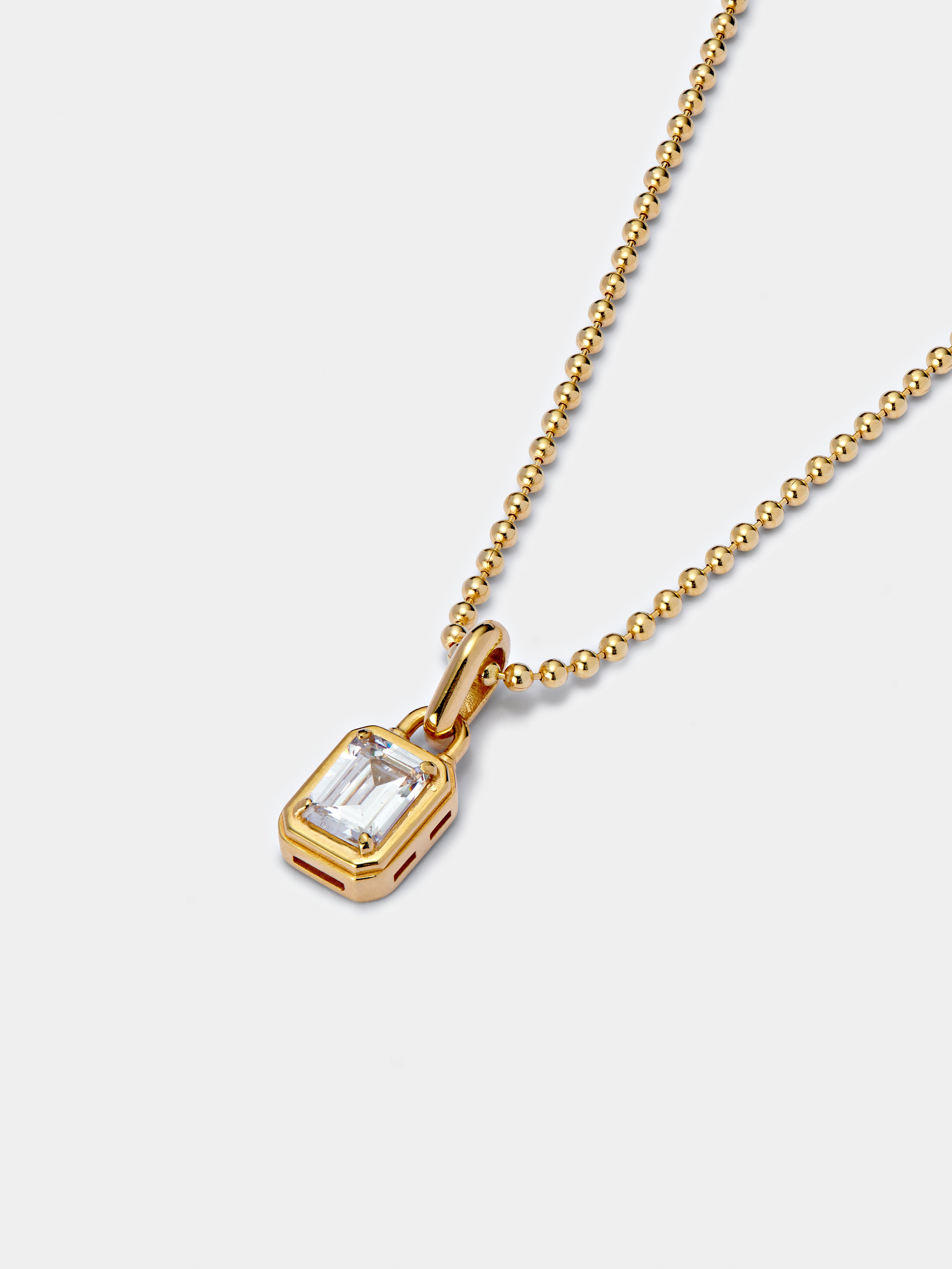 Gold White Mini Solitaire Pendant