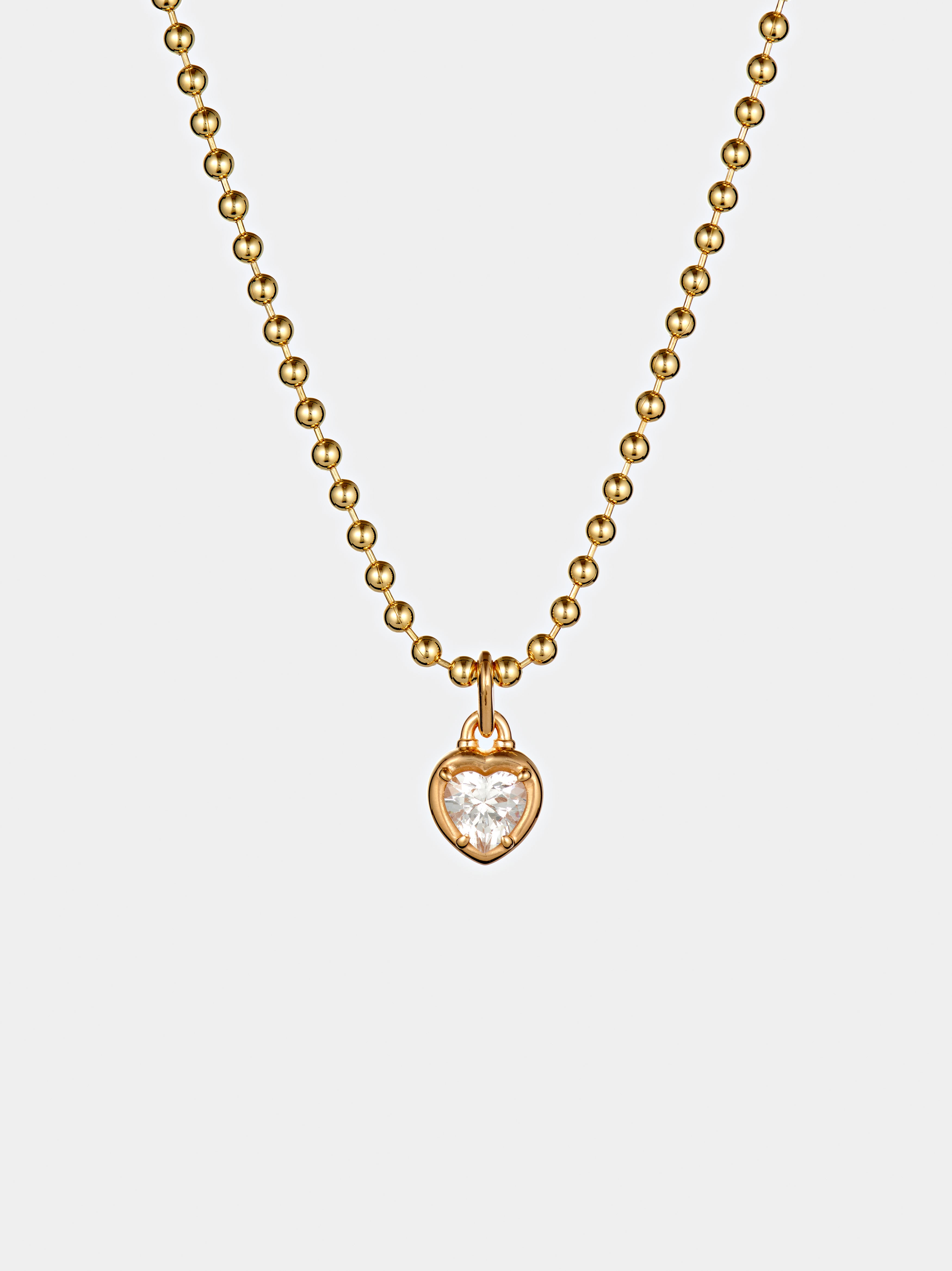 Gold White Heart Pendant