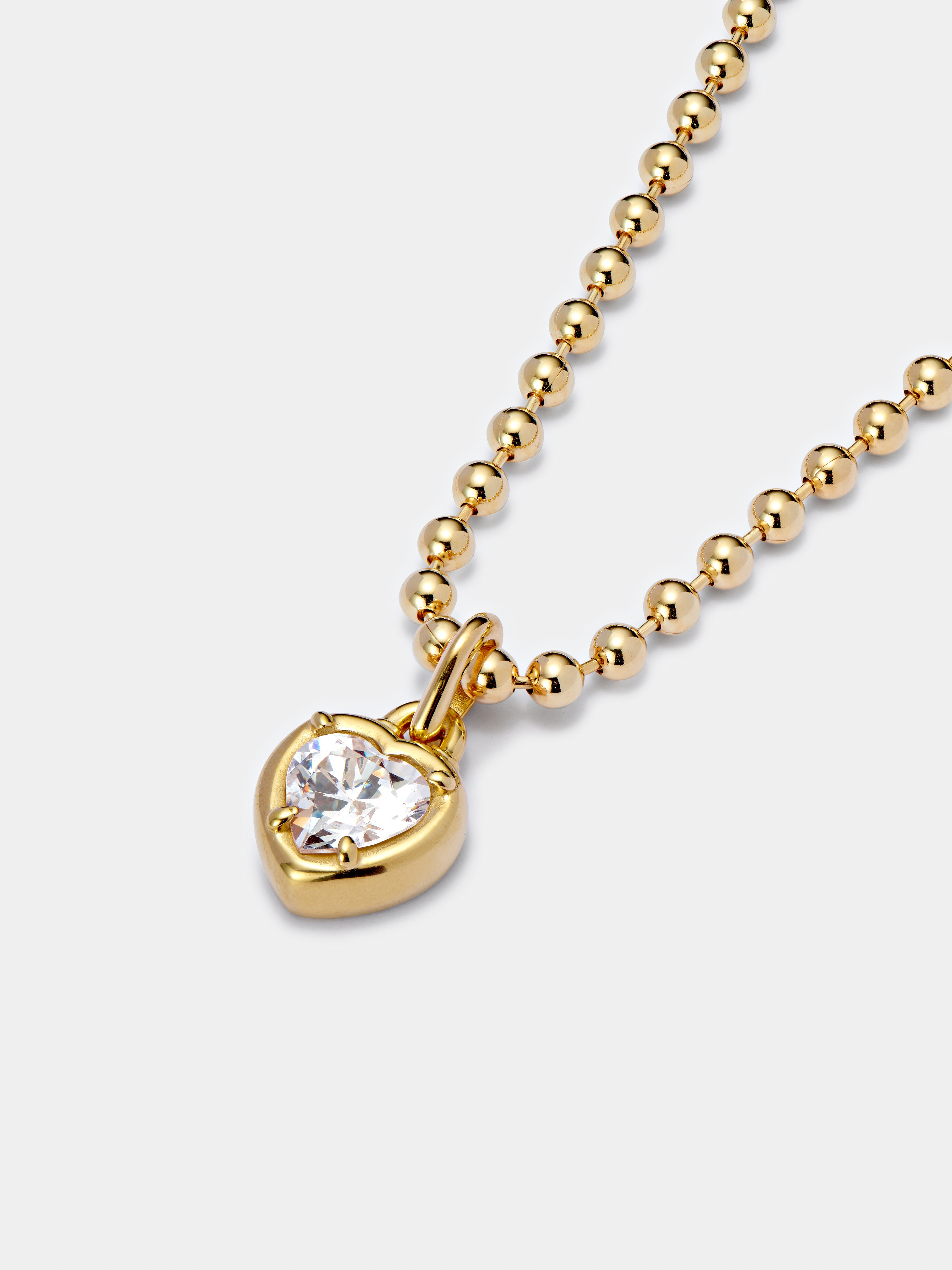 Gold White Heart Pendant