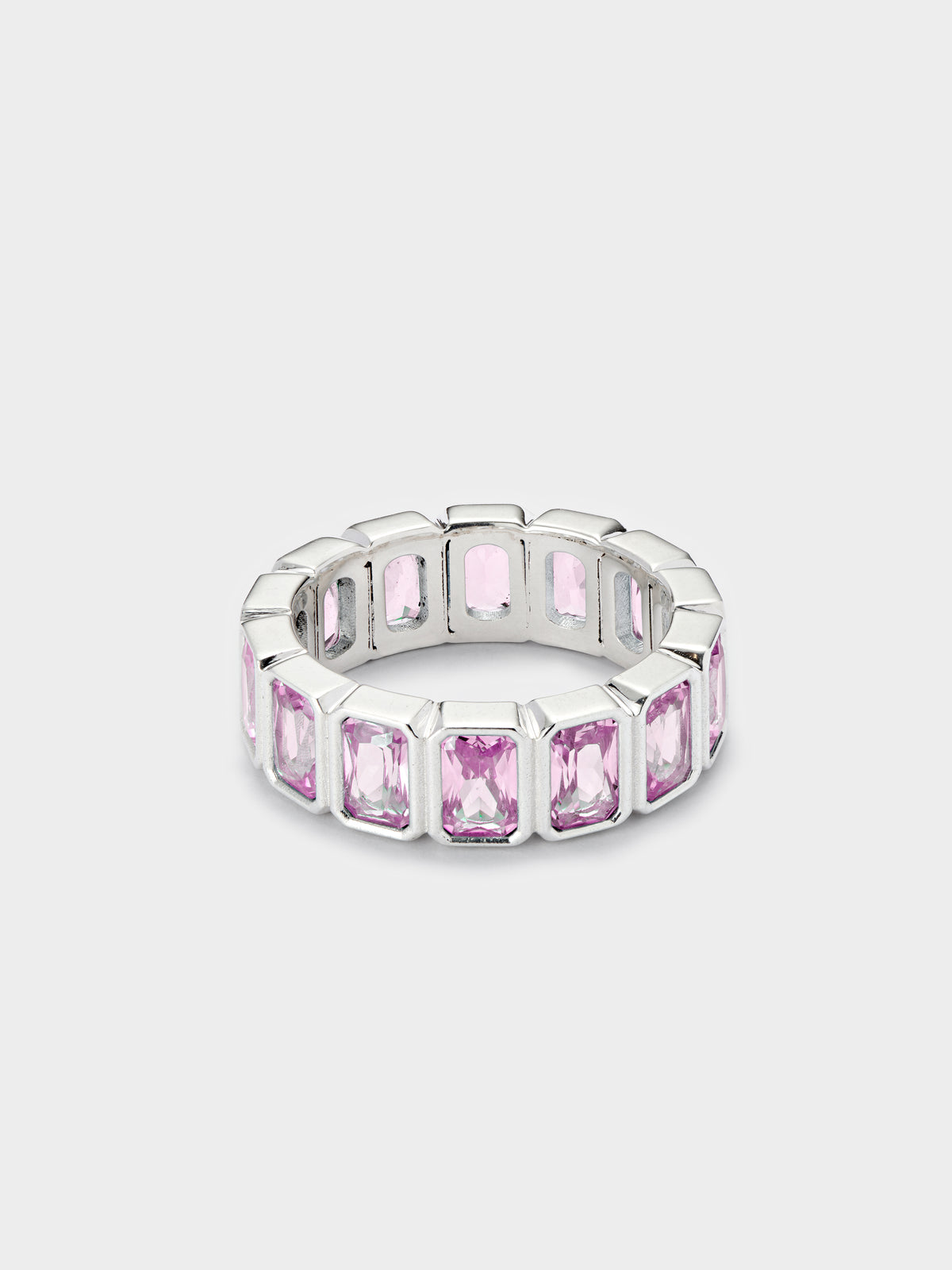 AW23 Pink Emerald Cut Eternity Ring