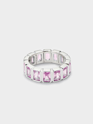 Pink Emerald Cut Eternity Ring