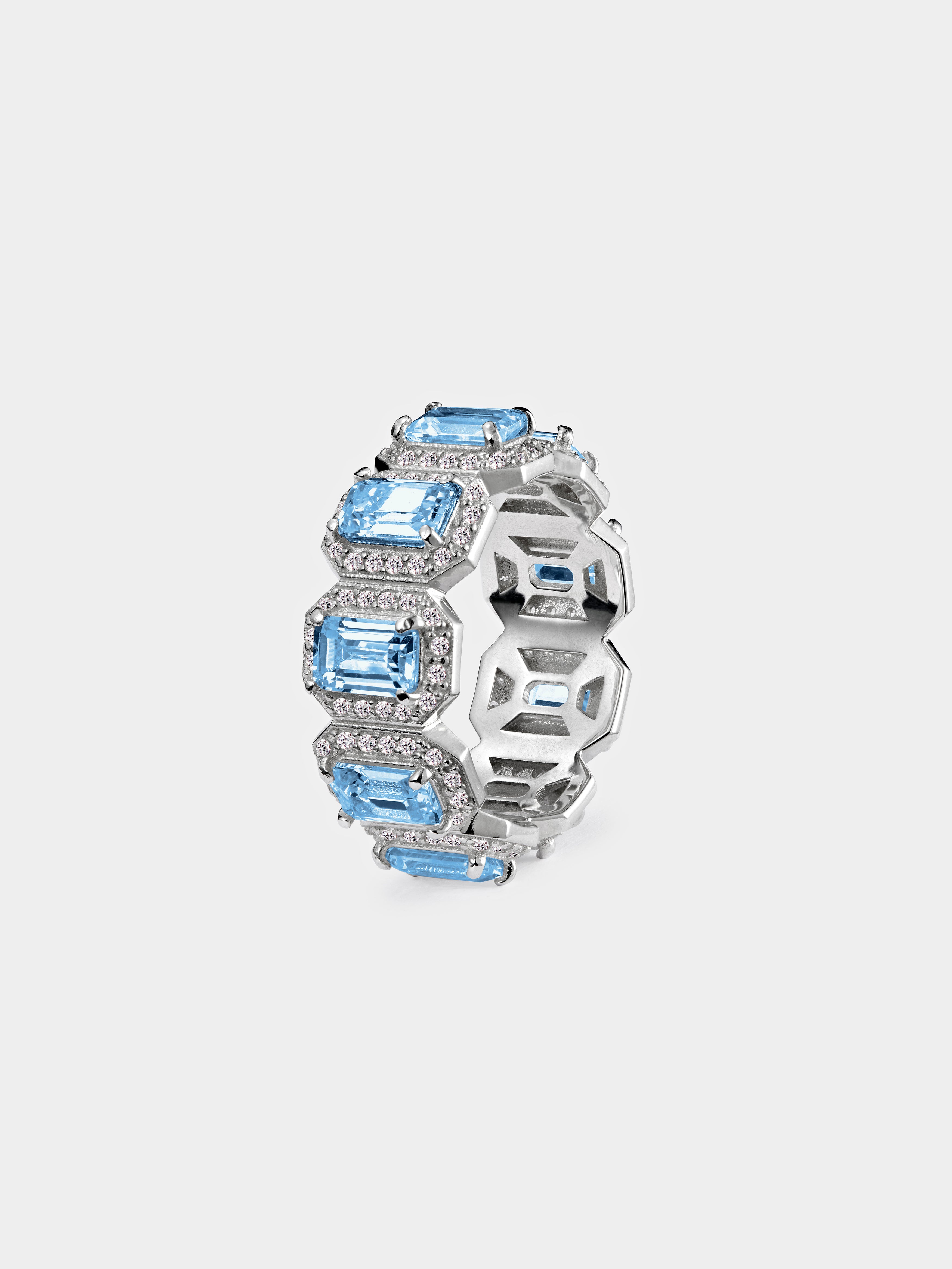 Aqua Crown Eternity Ring