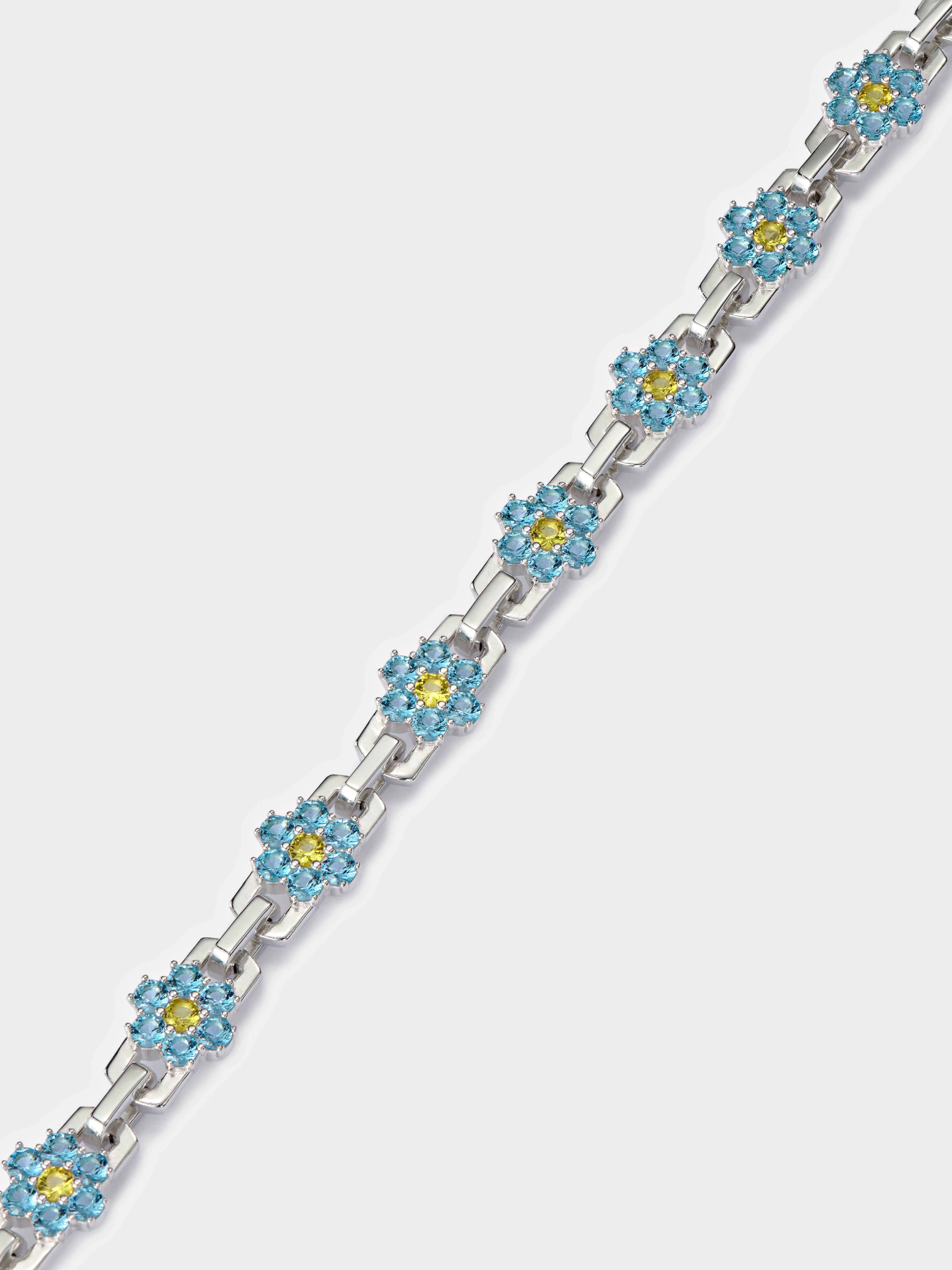 Topaz and Yellow Daisy Bracelet