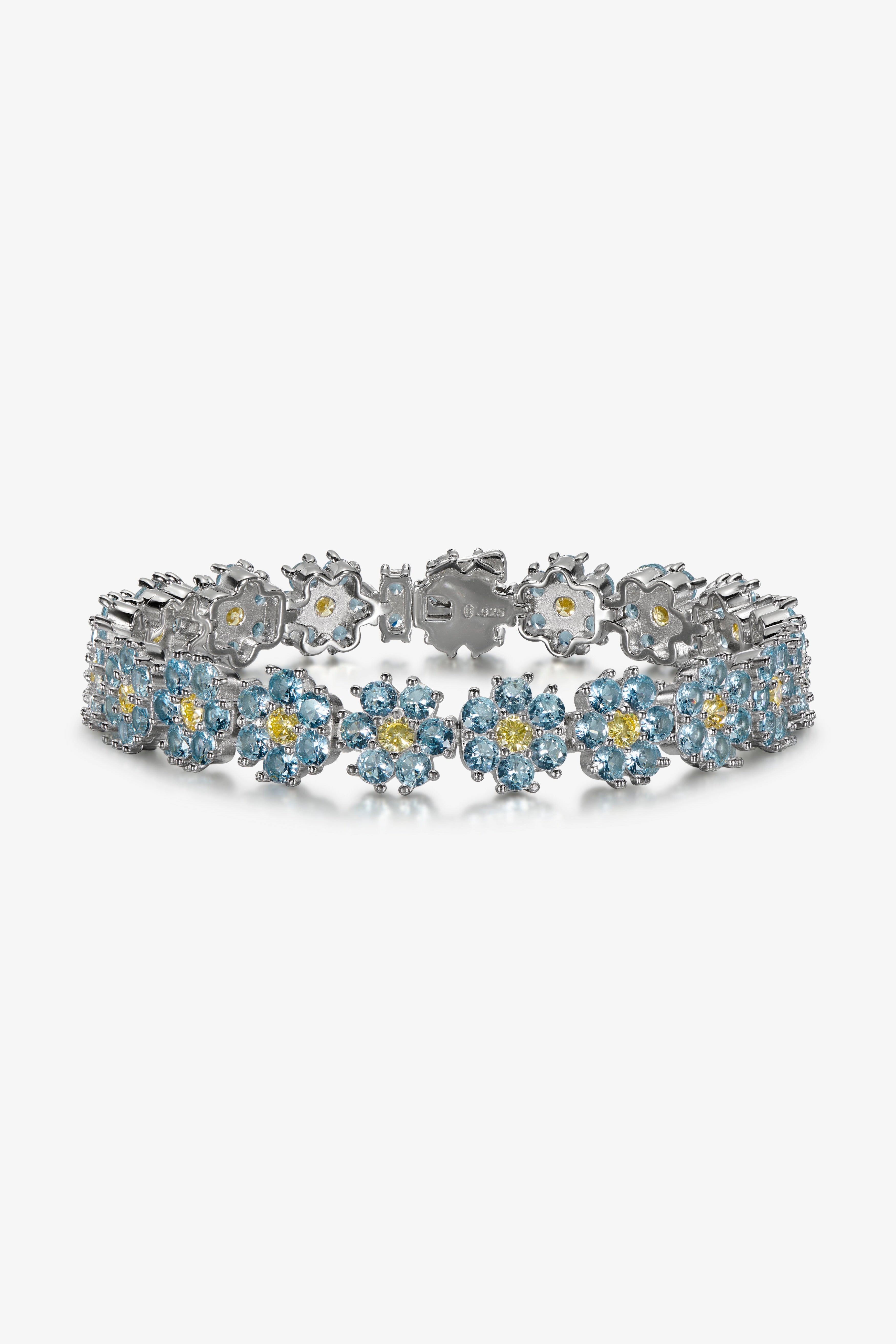 Blue and Yellow Daisy Tennis Bracelet