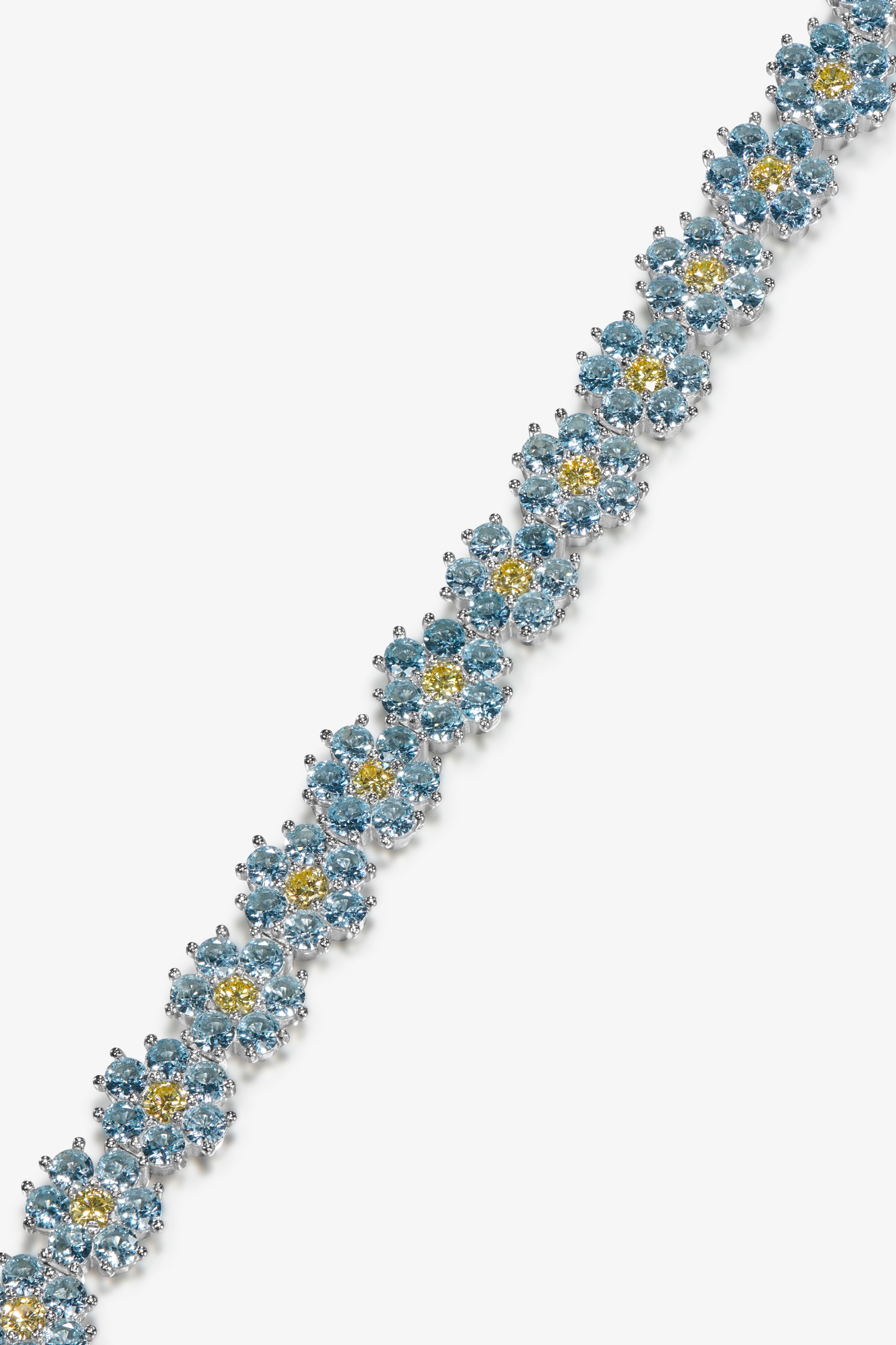 Blue and Yellow Daisy Tennis Bracelet