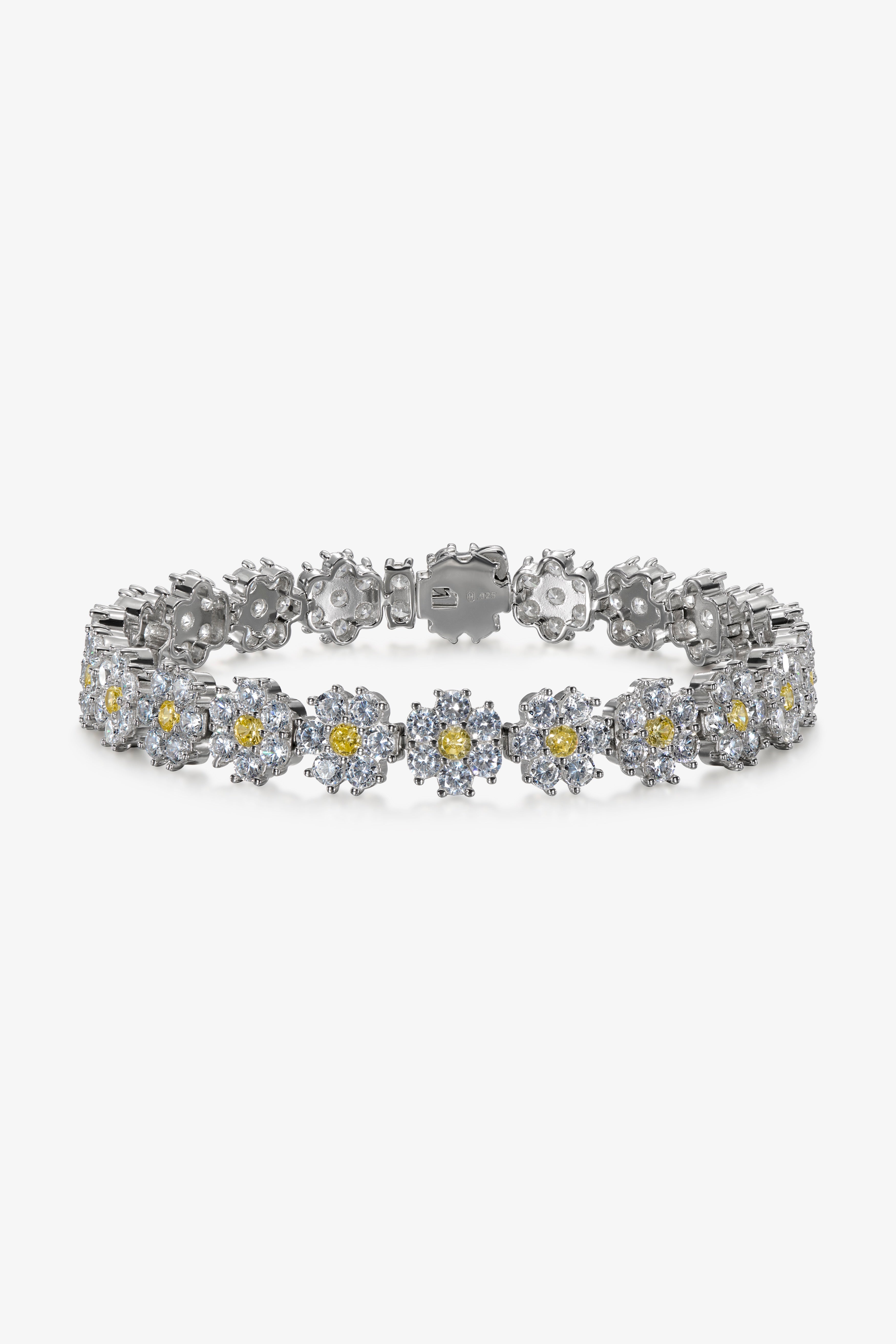White and Yellow Daisy Tennis Bracelet
