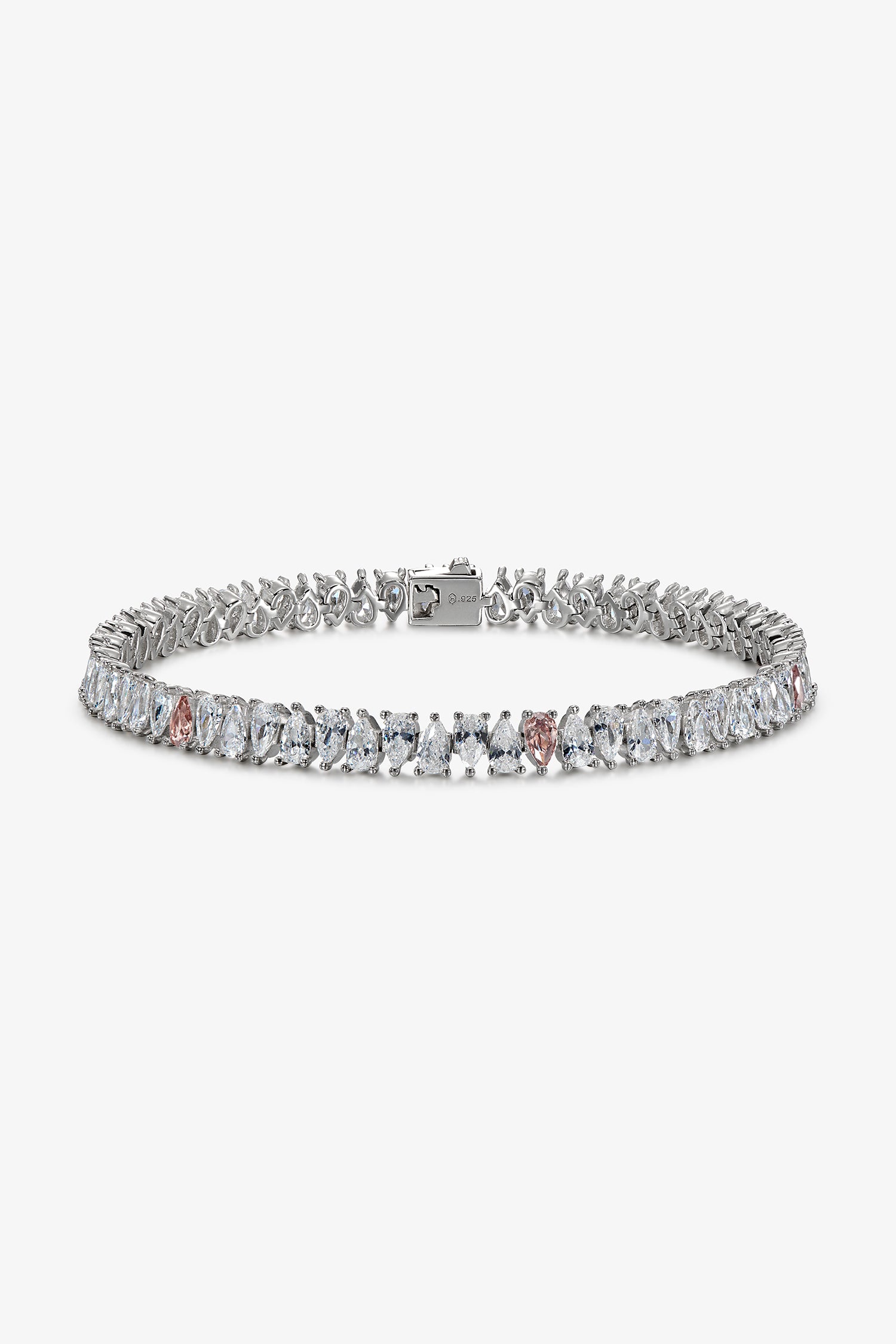 White and Morganite Drop Tennis Bracelet