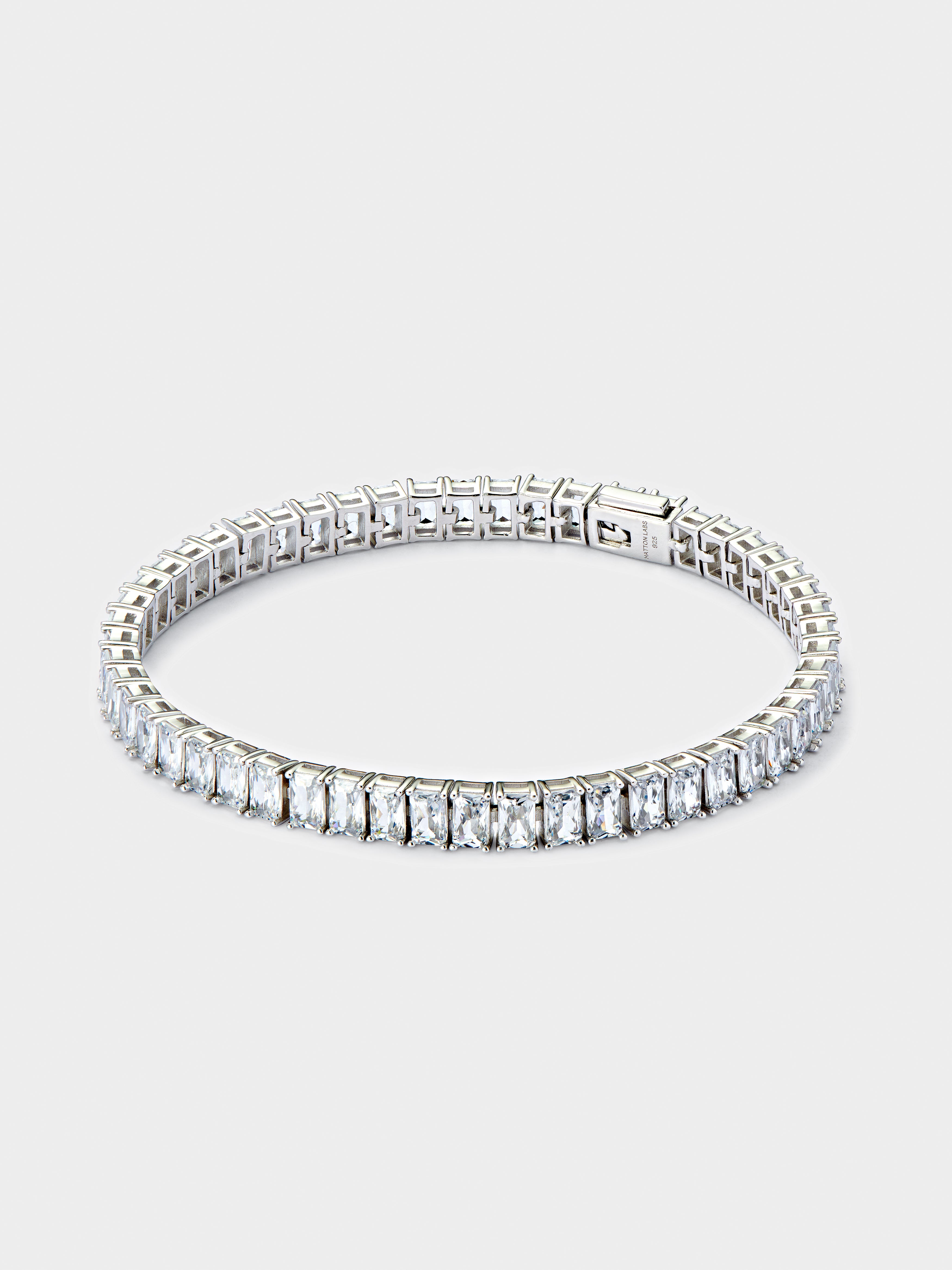 White Emerald Cut Tennis Bracelet