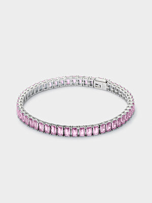 Pink Emerald Cut Tennis Bracelet