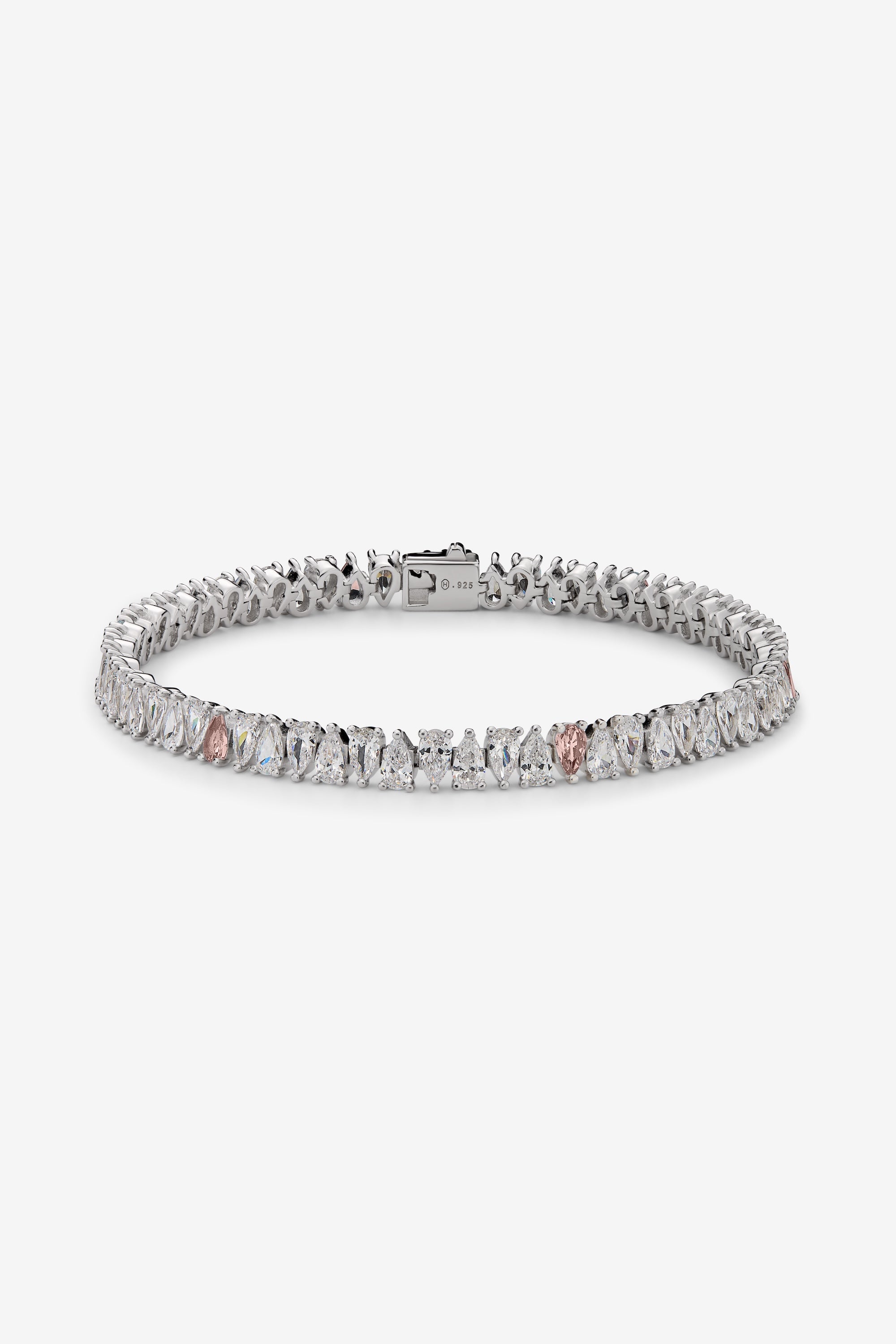 White and Morganite Drop Tennis Bracelet