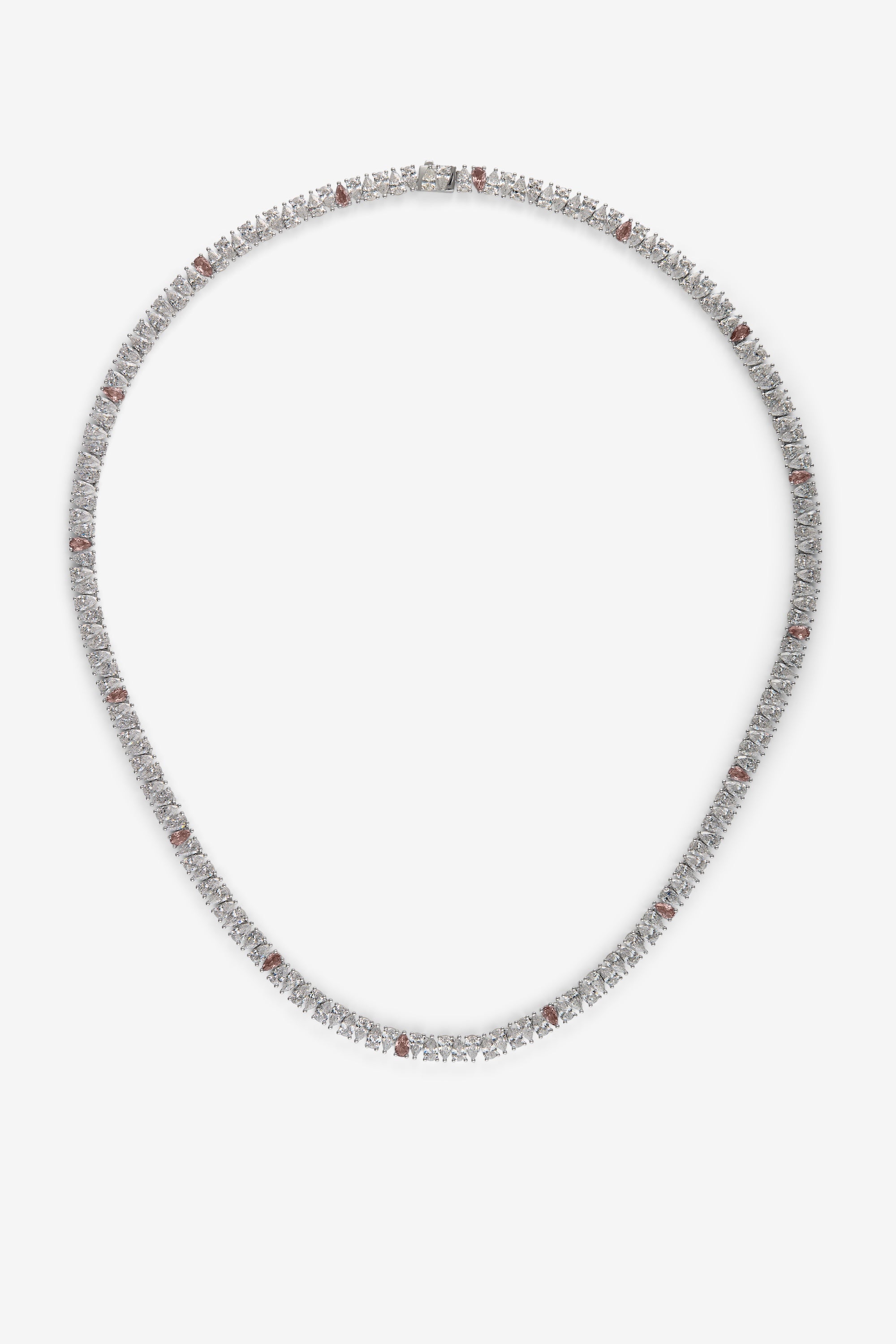 White and Morganite Drop Tennis Chain