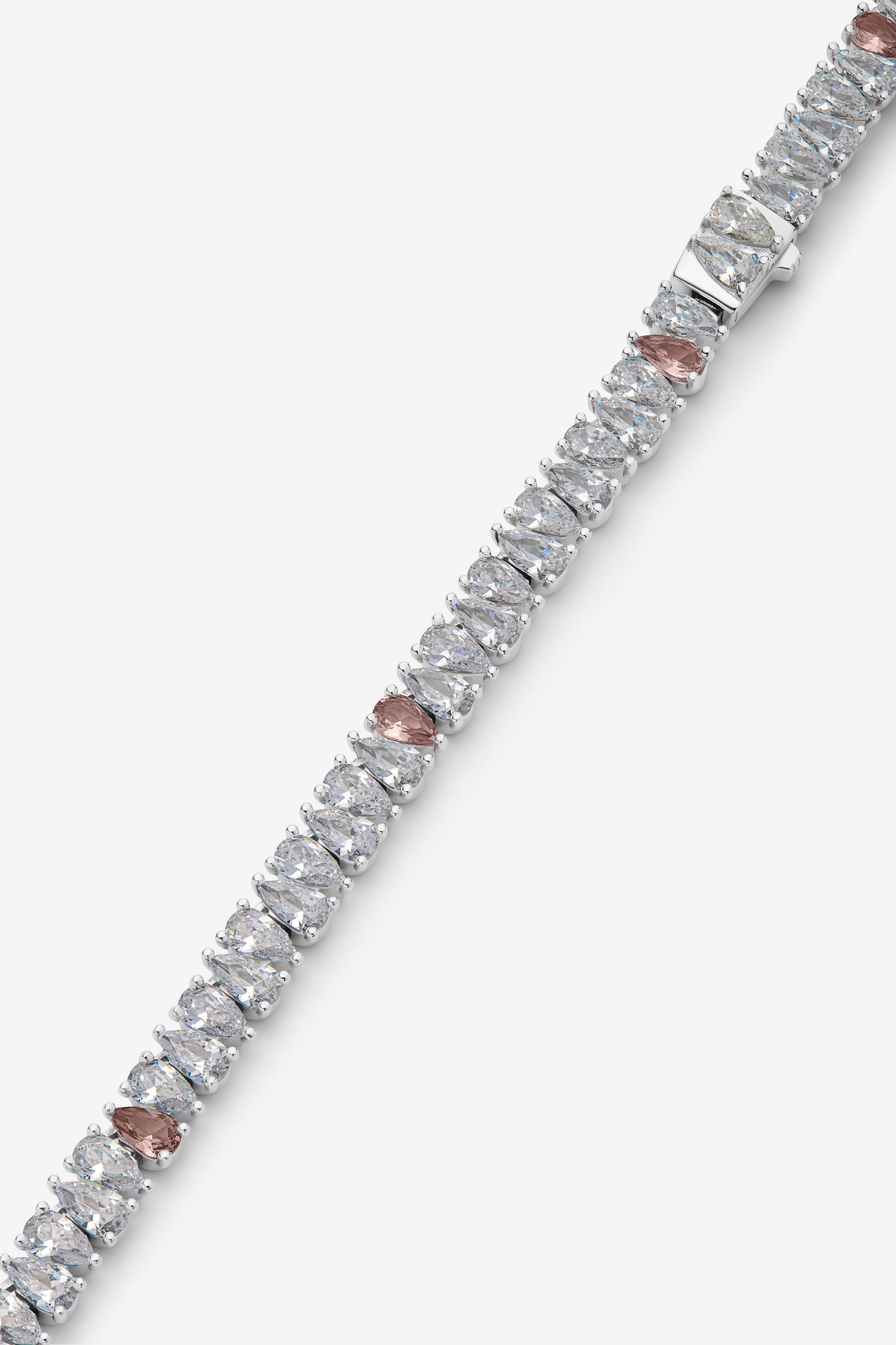White and Morganite Drop Tennis Chain