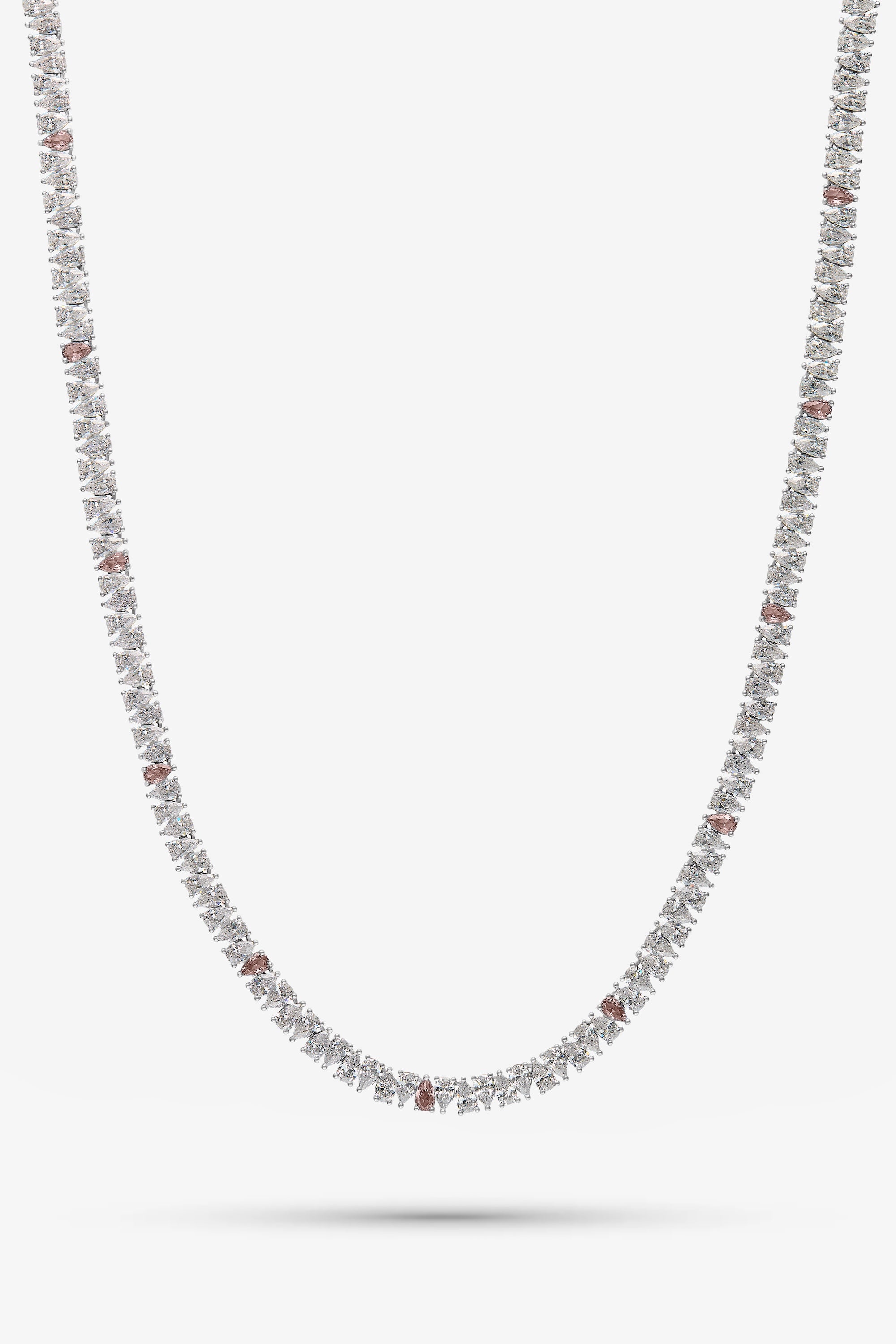 White and Morganite Drop Tennis Chain