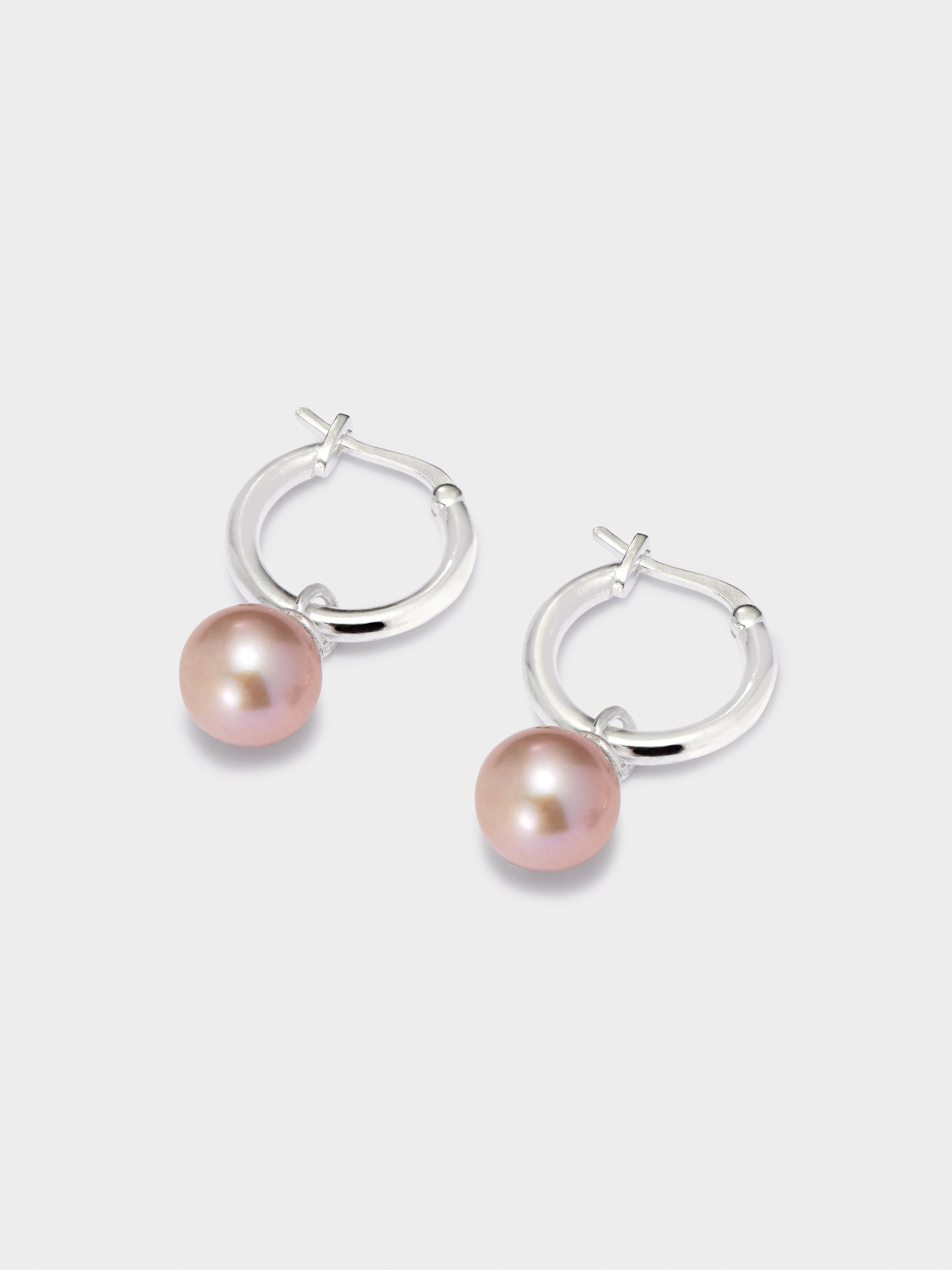 Pink Pearl Hoop Earrings