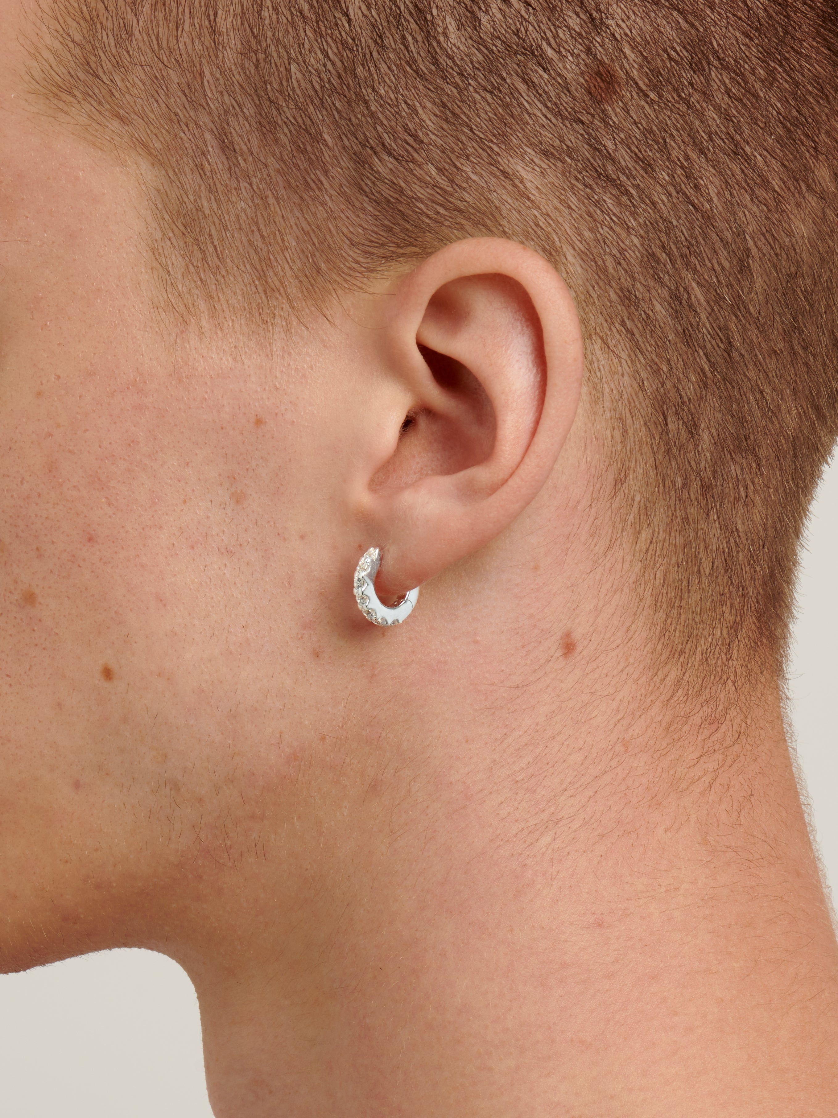 White Eternity Hoop Earrings | Men's Designer Jewellery - Hatton Labs