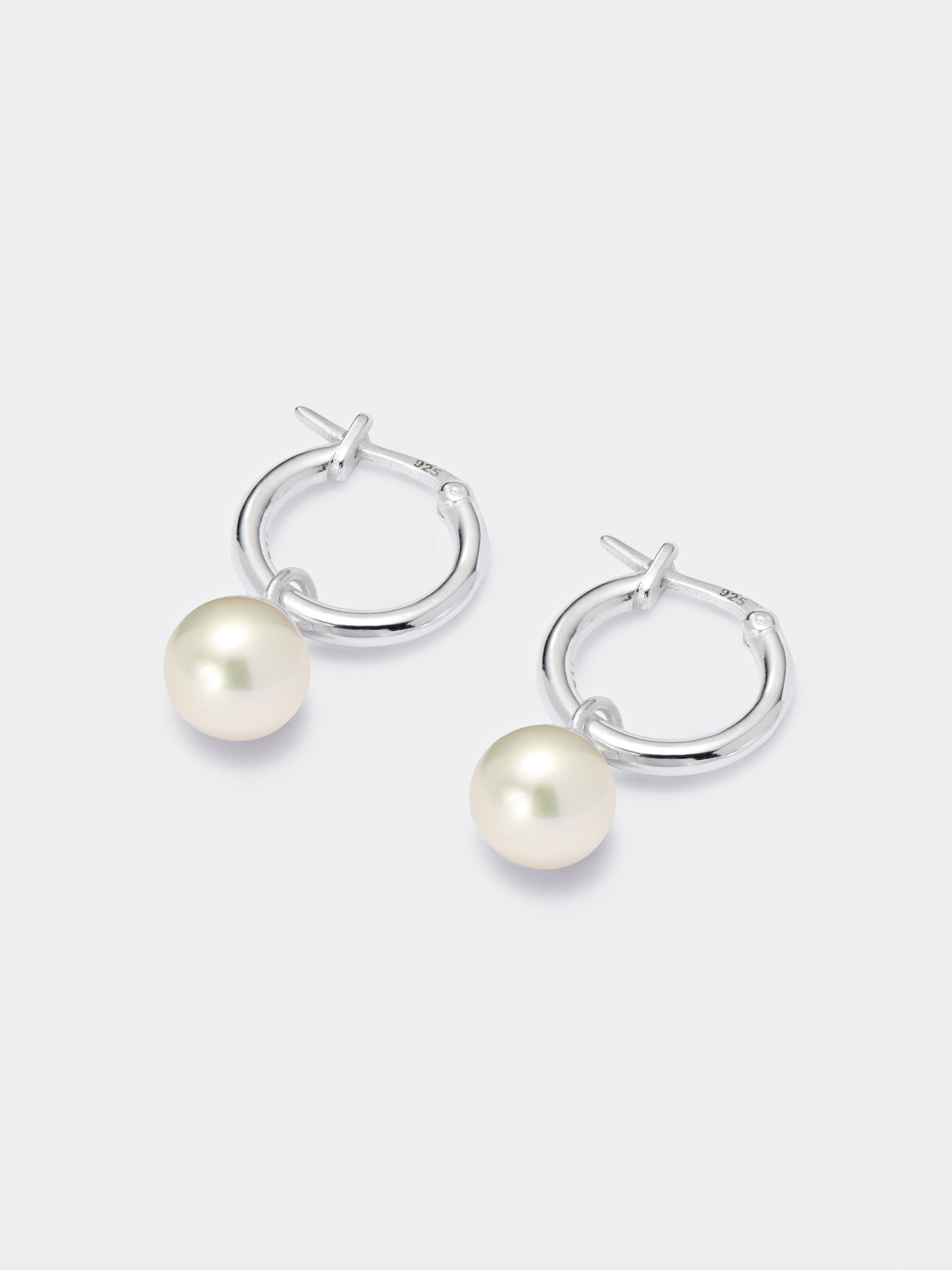 White Pearl Hoop Earrings