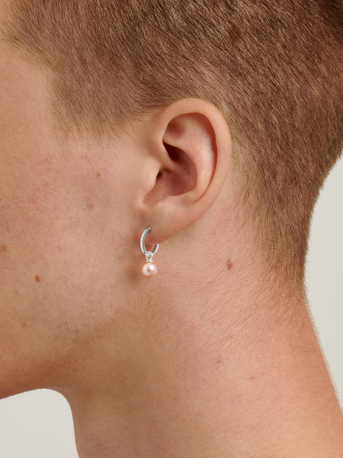 AW23 Pink Pearl Hoop Earrings